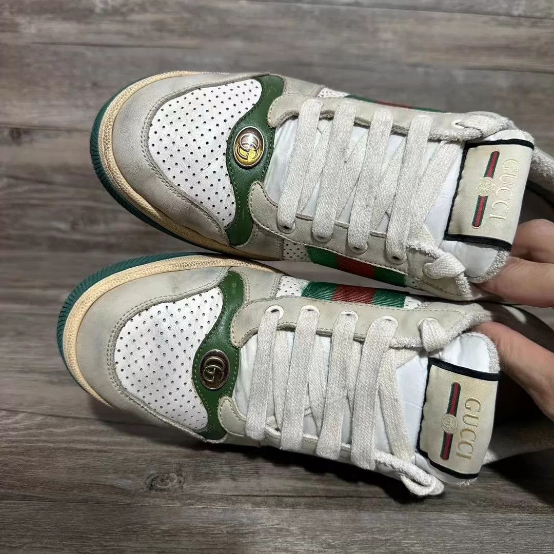 Gucci Gucci Dirty Enamel Gray-Green Sneaker Uk7 41 95N Size US 8 / EU 41 - 5 Thumbnail
