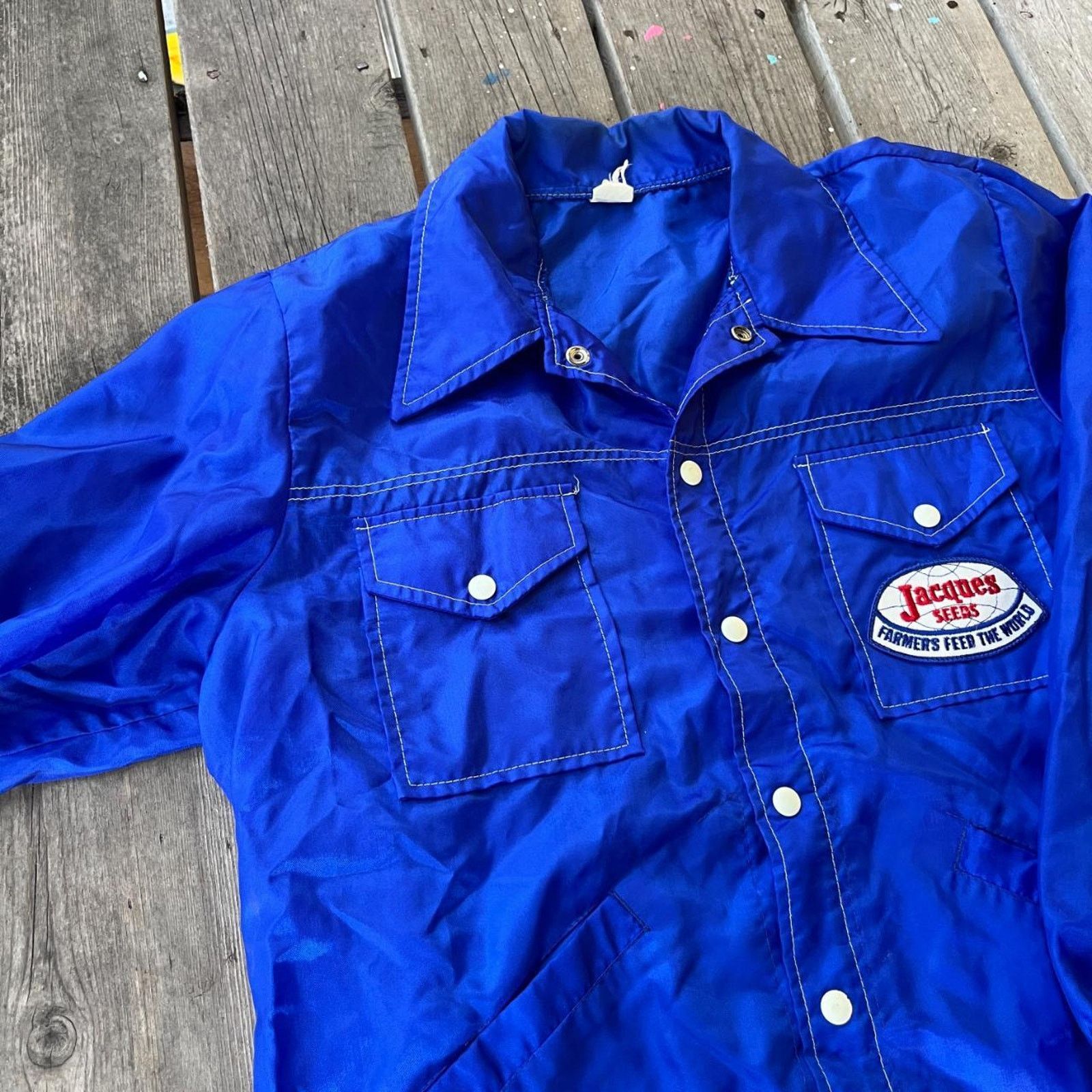 Vintage 1960s blue jacques seed company farmer windbreaker Size US L / EU 52-54 / 3 - 6 Thumbnail