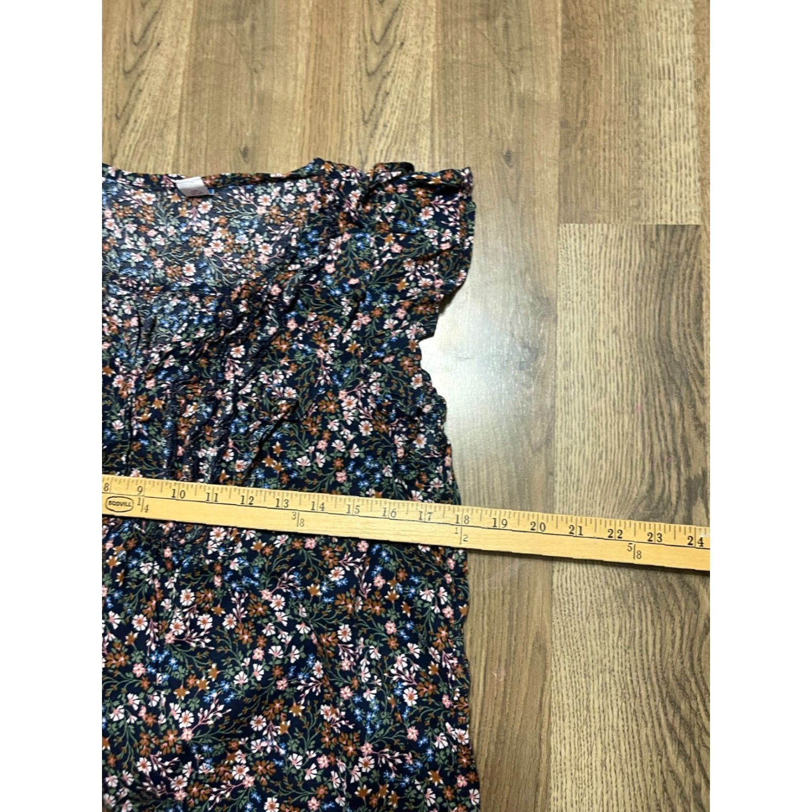 Old Navy Old Navy Blouse Womens M Tall Multicolor V-Neck Floral Ruffle Sleeve Shirt Casual Womens Size M / US 6-8 / IT 42-44 - 6 Thumbnail