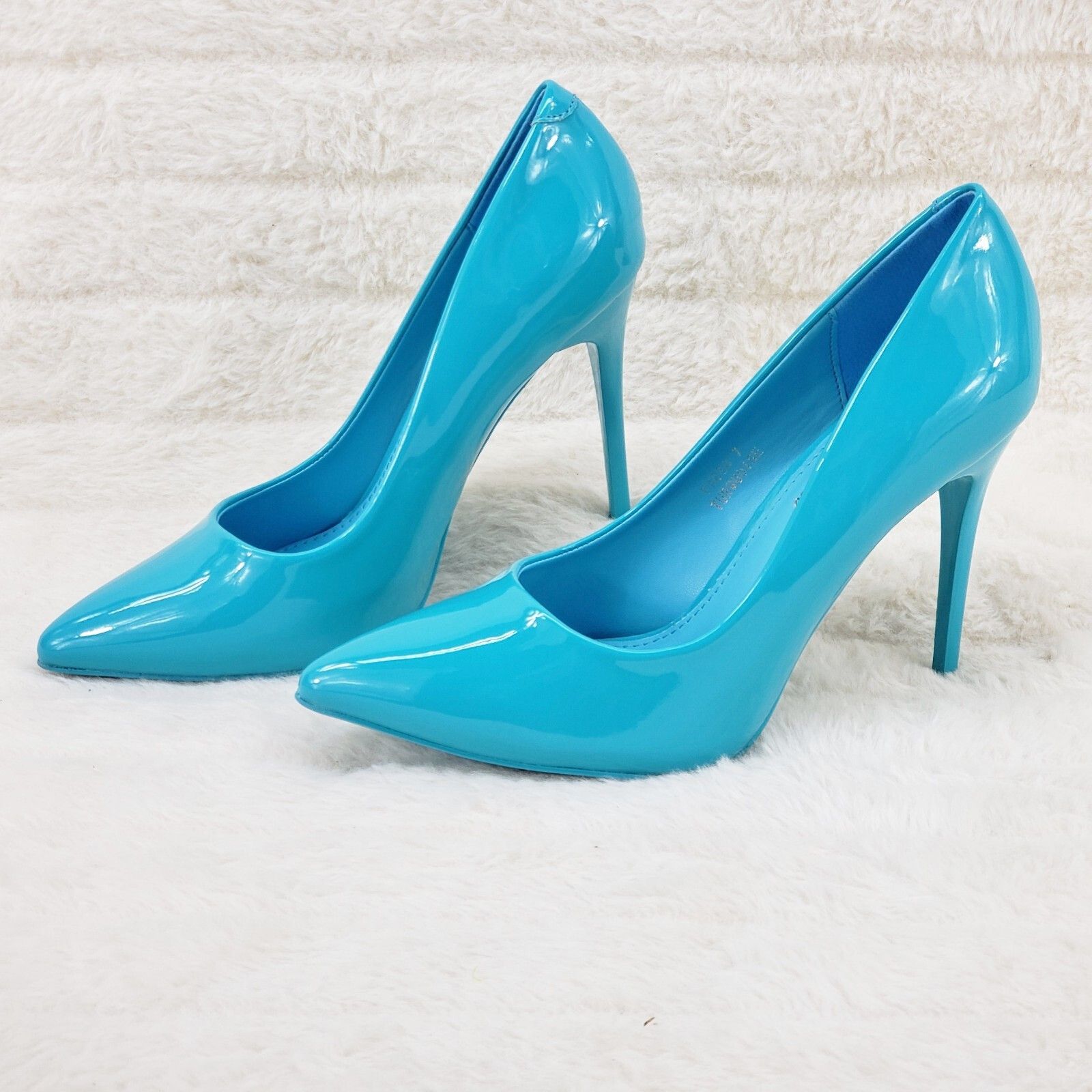 Other Fabio Turquoise Blue Patent High Heel Shoes Pointy Toe Pump Size US 6 / IT 36 - 7 Thumbnail