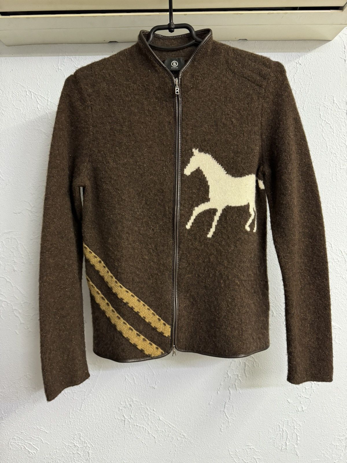 Bogner Bogner Wool Leather Horse Hermes Style Zip Up Sweater Size US S / EU 44-46 / 1 - 1 Thumbnail