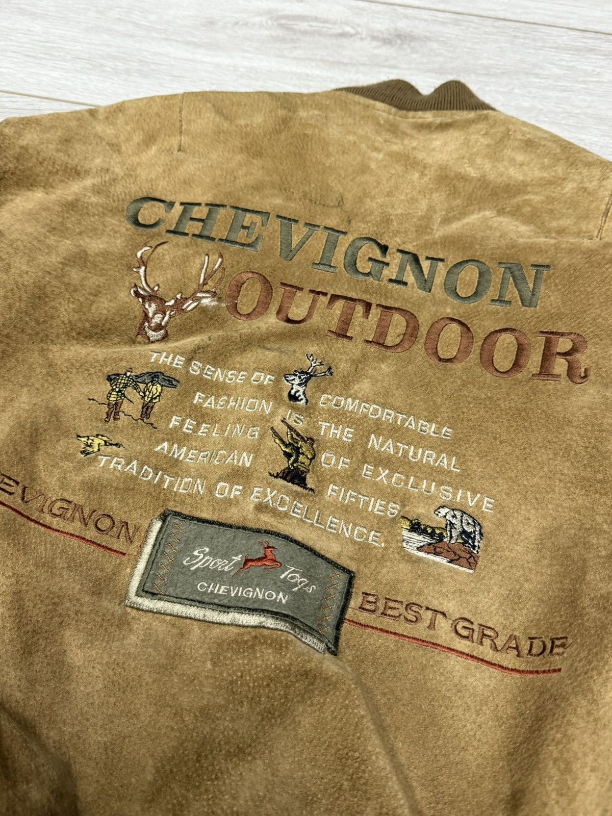 Chevignon Chevignon outdoor Korea leather suede bomber vintage deer Size US L / EU 52-54 / 3 - 2 Thumbnail