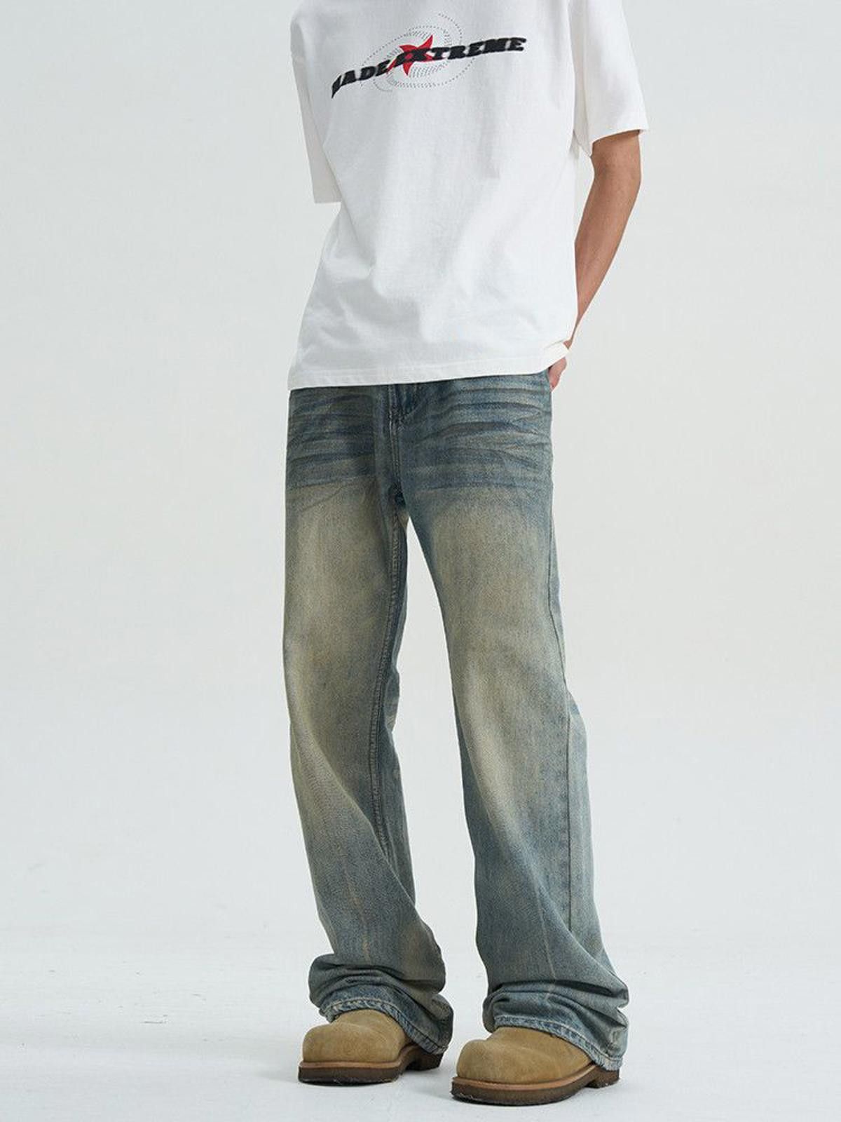 Japanese Brand Blue Washed Wide Leg Denim Jeans Size US 30 / EU 46 - 4 Thumbnail