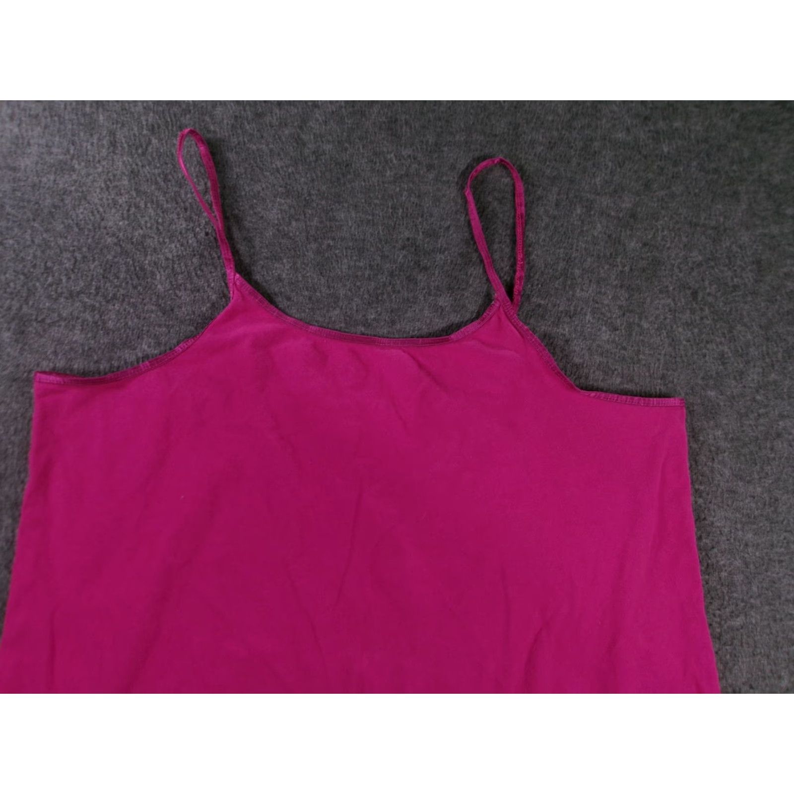 Vintage Woman Within Tank Top Womens 1X Fuchsia Spandex Cotton Camisole Scoop Neck Size XL / US 12-14 / IT 48-50 - 2 Thumbnail