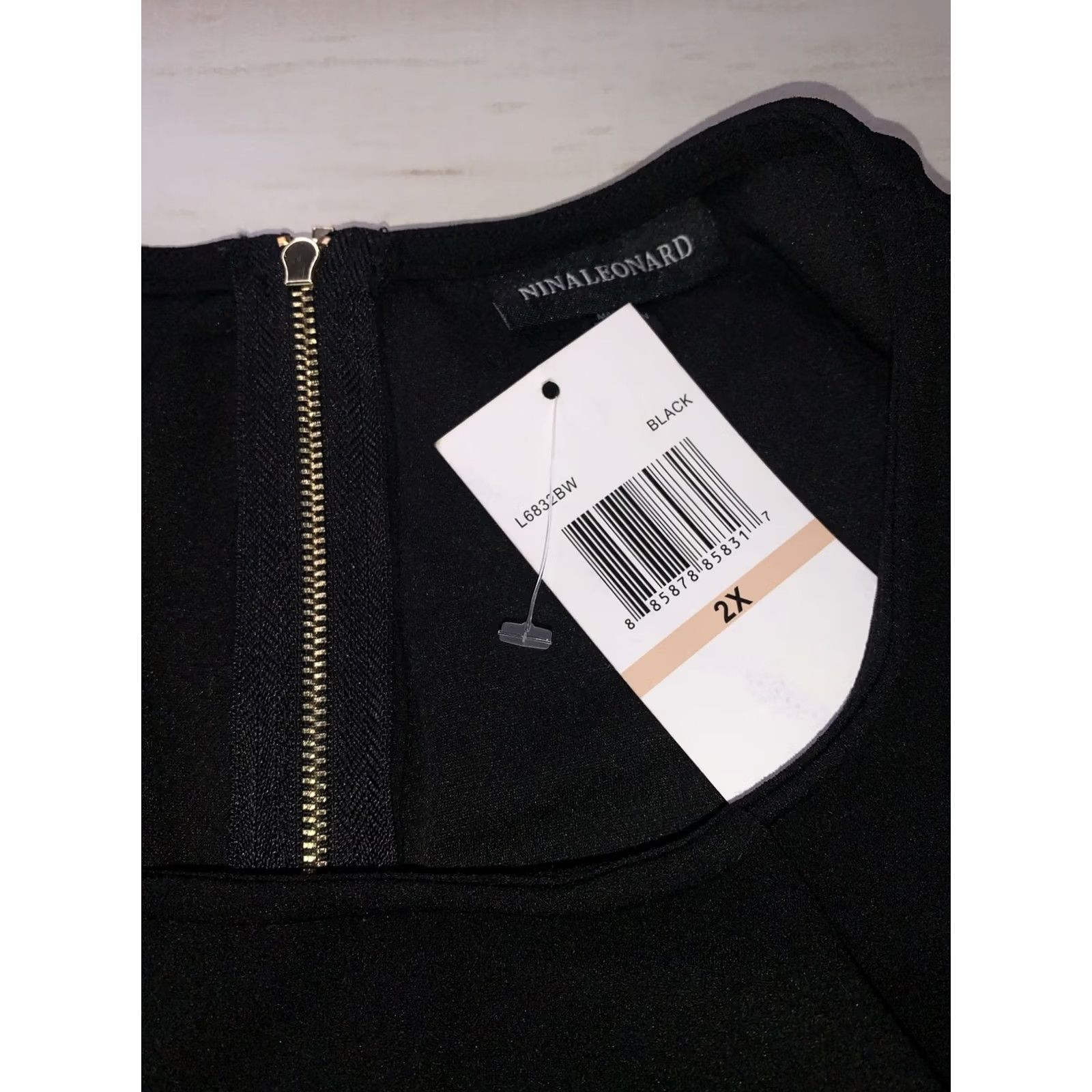 Vintage Nina Leonard Dress 2X Black Zipper Back Cocktail Party Dress NWT-12282 Size XXL / US 16-18 / IT 52-54 - 2 Thumbnail
