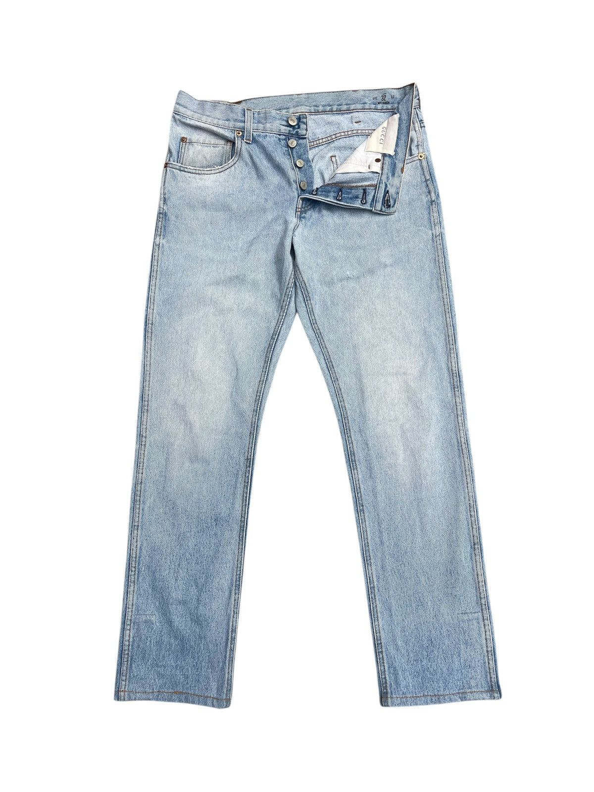 Gucci Vintage Gucci Web Stripe Cuff Denim Jeans Distressed Size US 32 / EU 48 - 5 Thumbnail