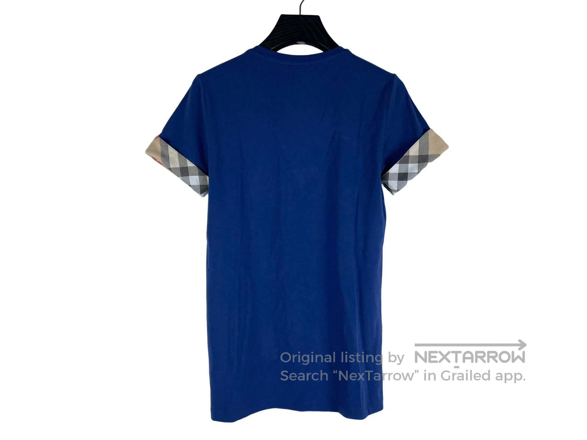Burberry Burberry Cuffed Plaid Detail Blue Short Sleeve Size US M / EU 48-50 / 2 - 2 Thumbnail