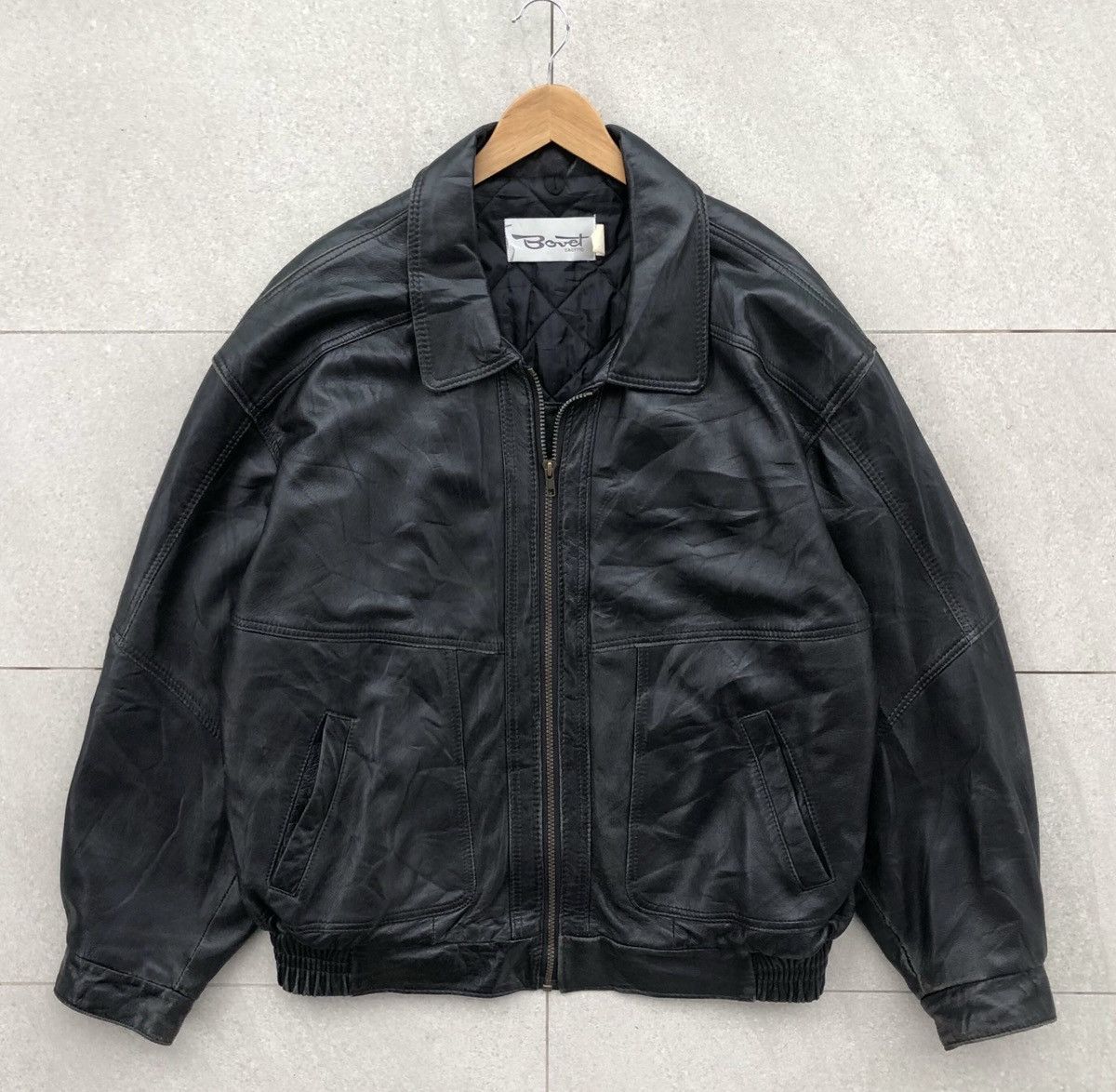 Vintage Vintage BOVET Leather Black Bomber Jacket Made In Canada 🇨🇦 Size US XL / EU 56 / 4 - 1 Thumbnail