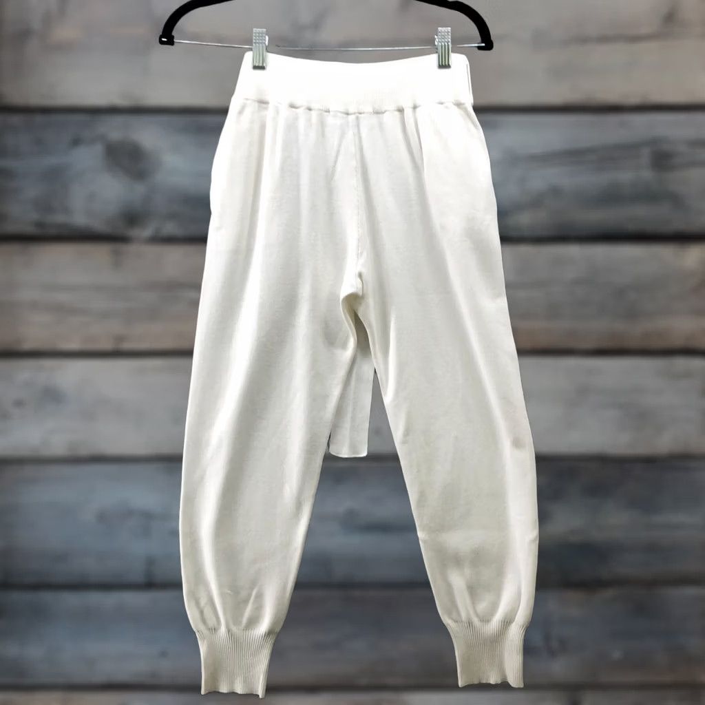 Zara Zara Knit Jogger Pants Womens S White Tie Waist High Rise Knit Front Flat Front Relaxed Comfort Seasonal Fall Winter Spring Mens Womens Girls Boys Size 28" / US 6 / IT 42 - 1 Thumbnail