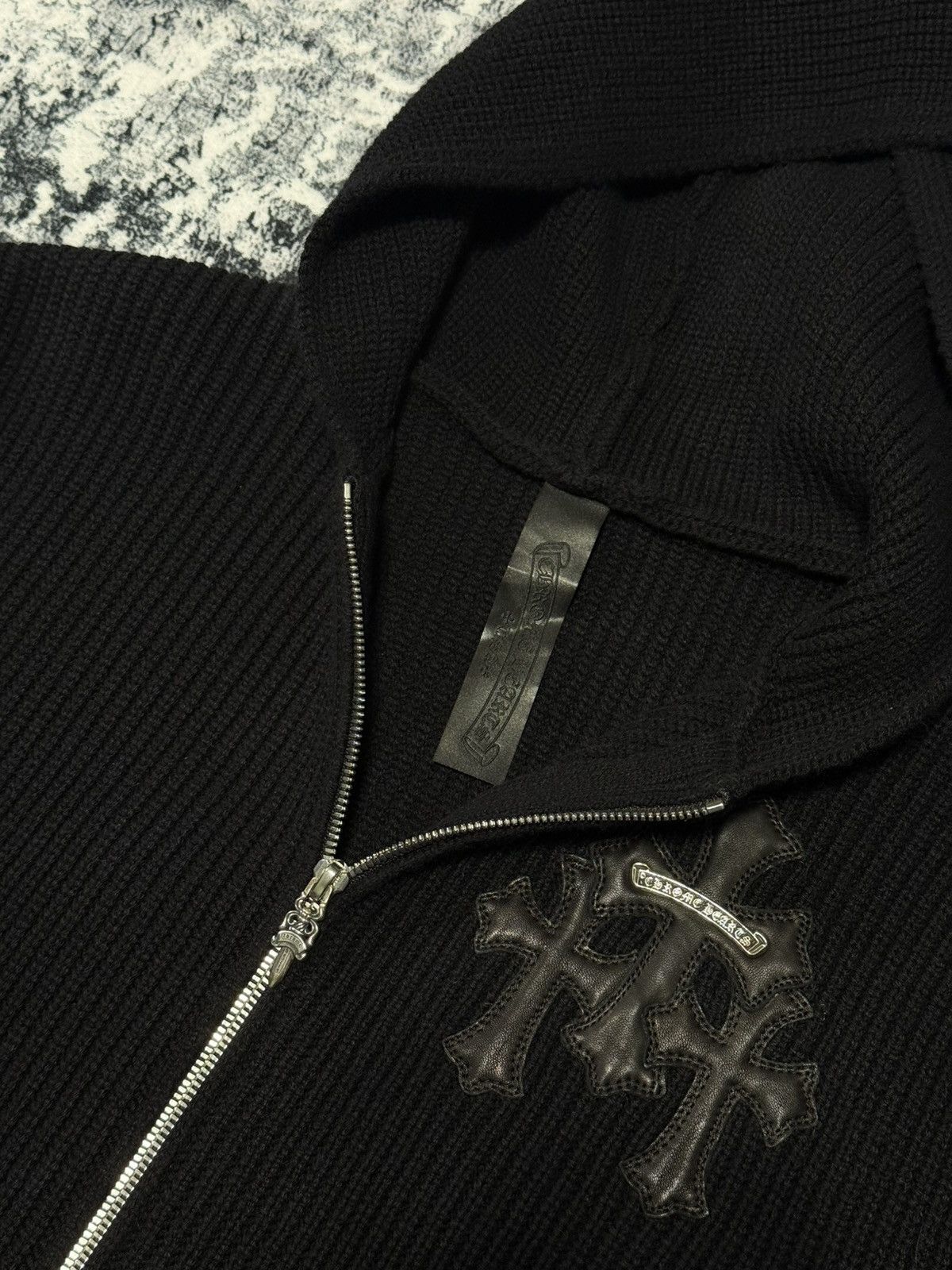 Chrome Hearts Cemetery Cross Patch Zip Up Cashmere Knit Hoodie Size US L / EU 52-54 / 3 - 4 Thumbnail