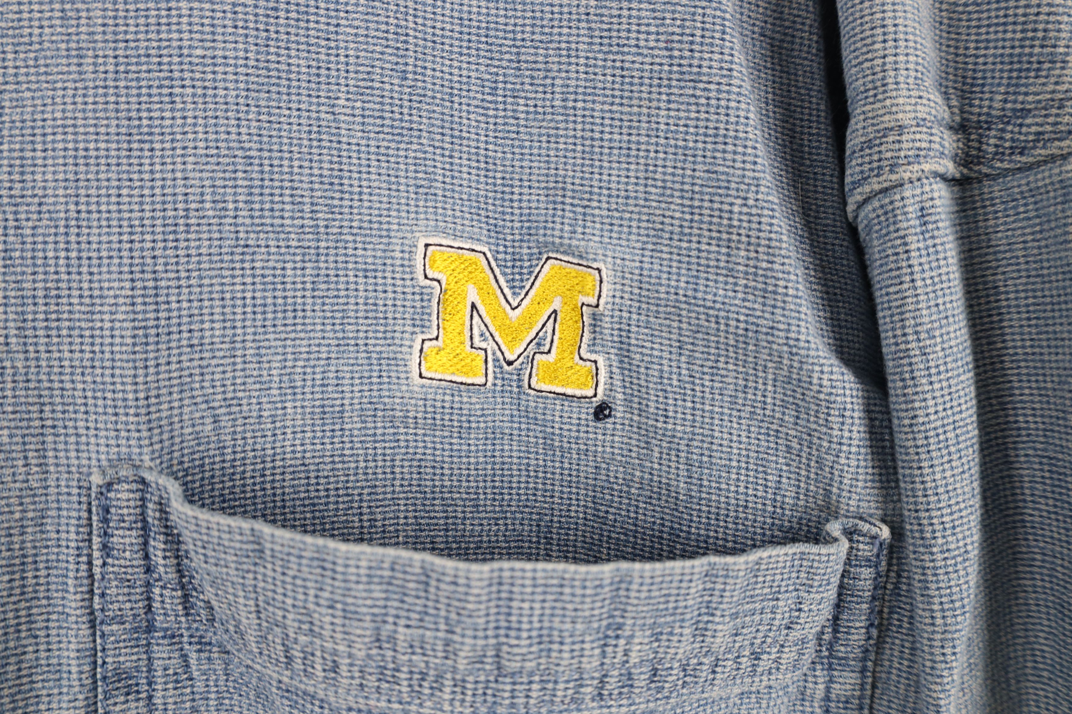 Vintage Vintage 90s M University of Michigan Button Down Shirt Blue Size US XXL / EU 58 / 5 - 4 Thumbnail