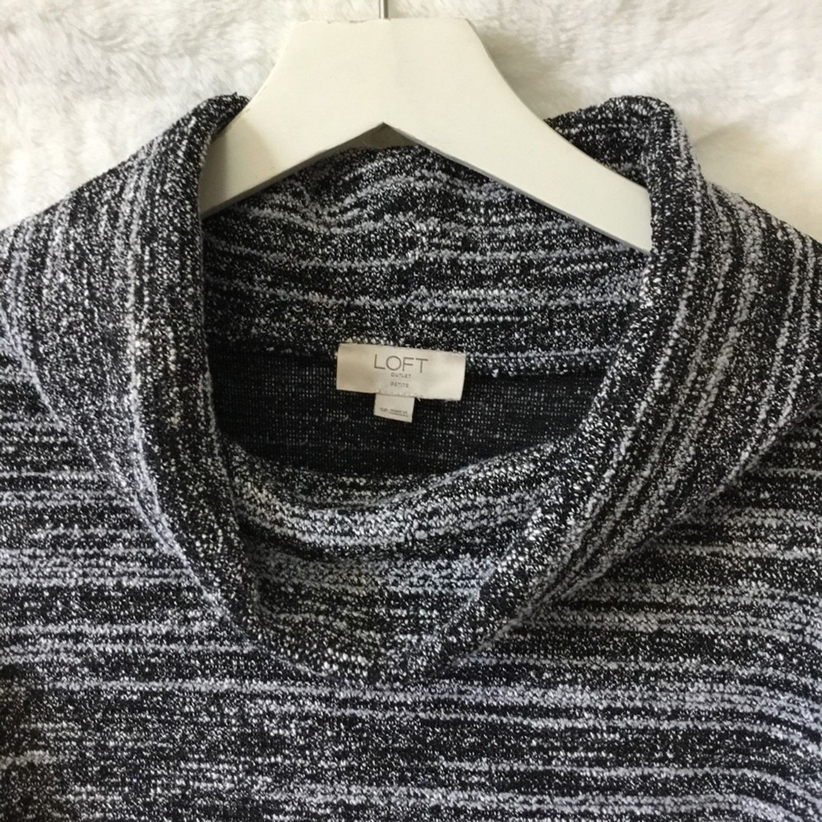 Loft Loft Black & White Marled Cowl Neck Sweater Dress Size S / US 4 / IT 40 - 3 Thumbnail