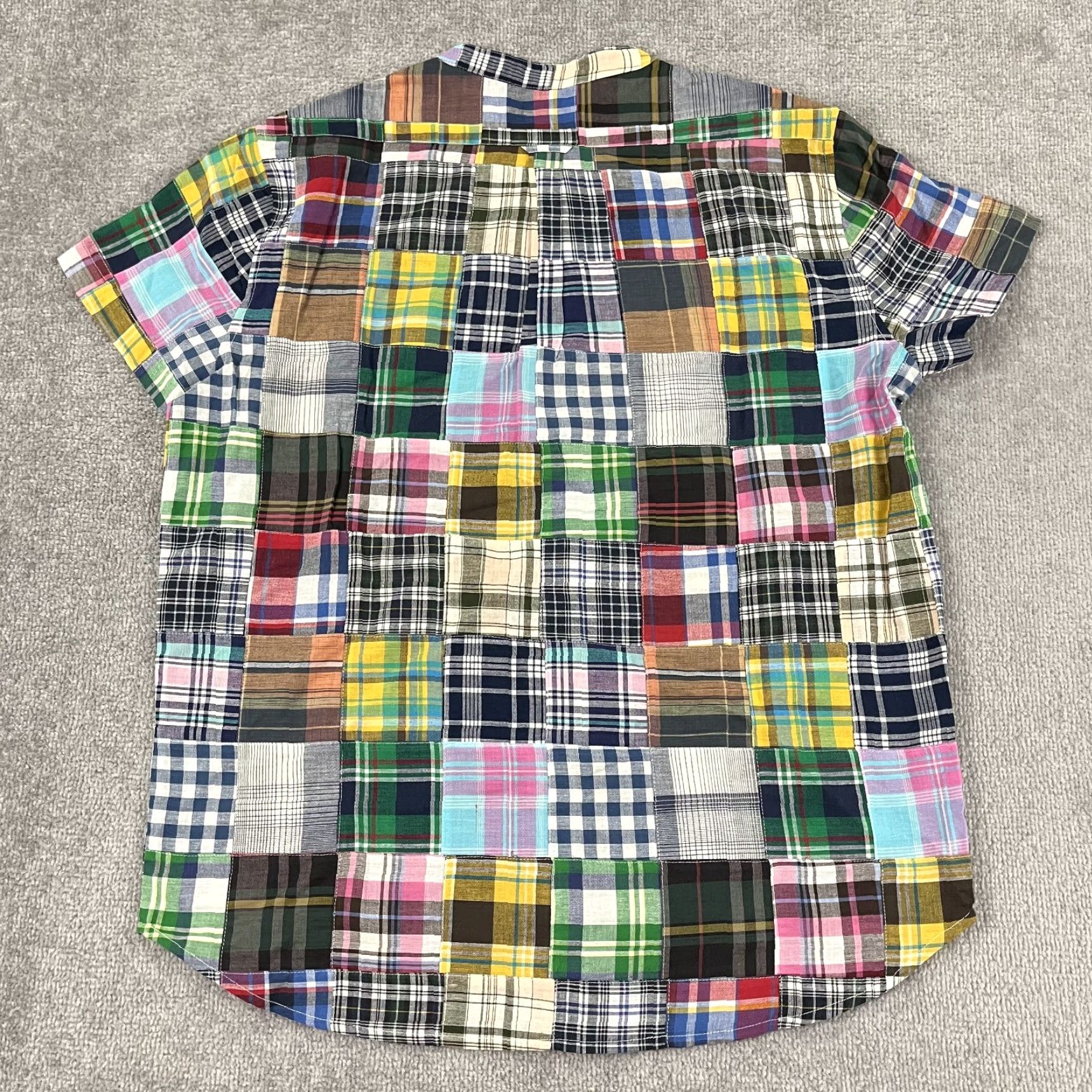 Vintage J. Peterman Shirt Mens XL Madras Plaid Patchwork Button Up Band Collar Preppy Size US XL / EU 56 / 4 - 6 Thumbnail