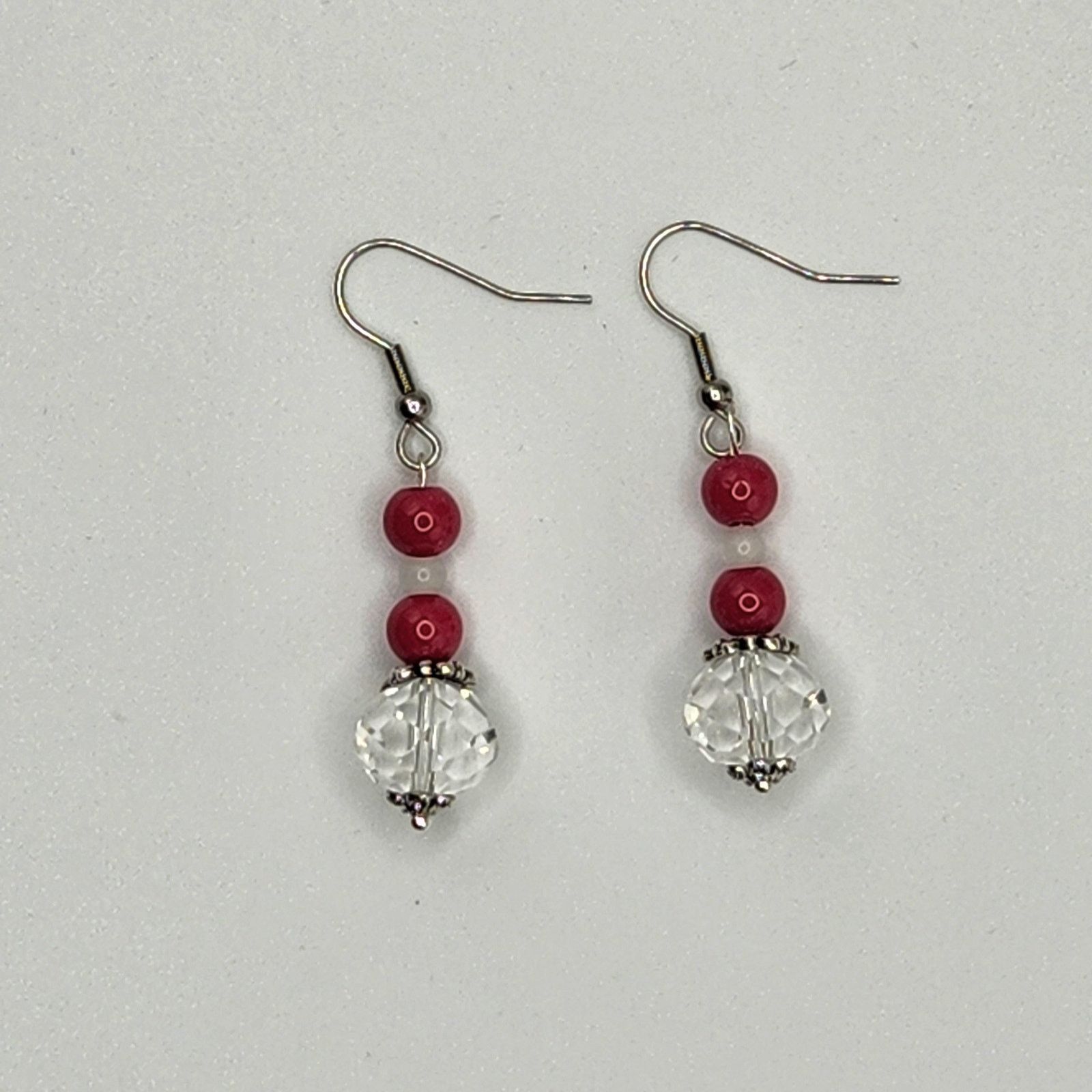 Other Handmade Earrings with Crystal, Red Coral, & Moonstone – 2" Size ONE SIZE - 4 Thumbnail