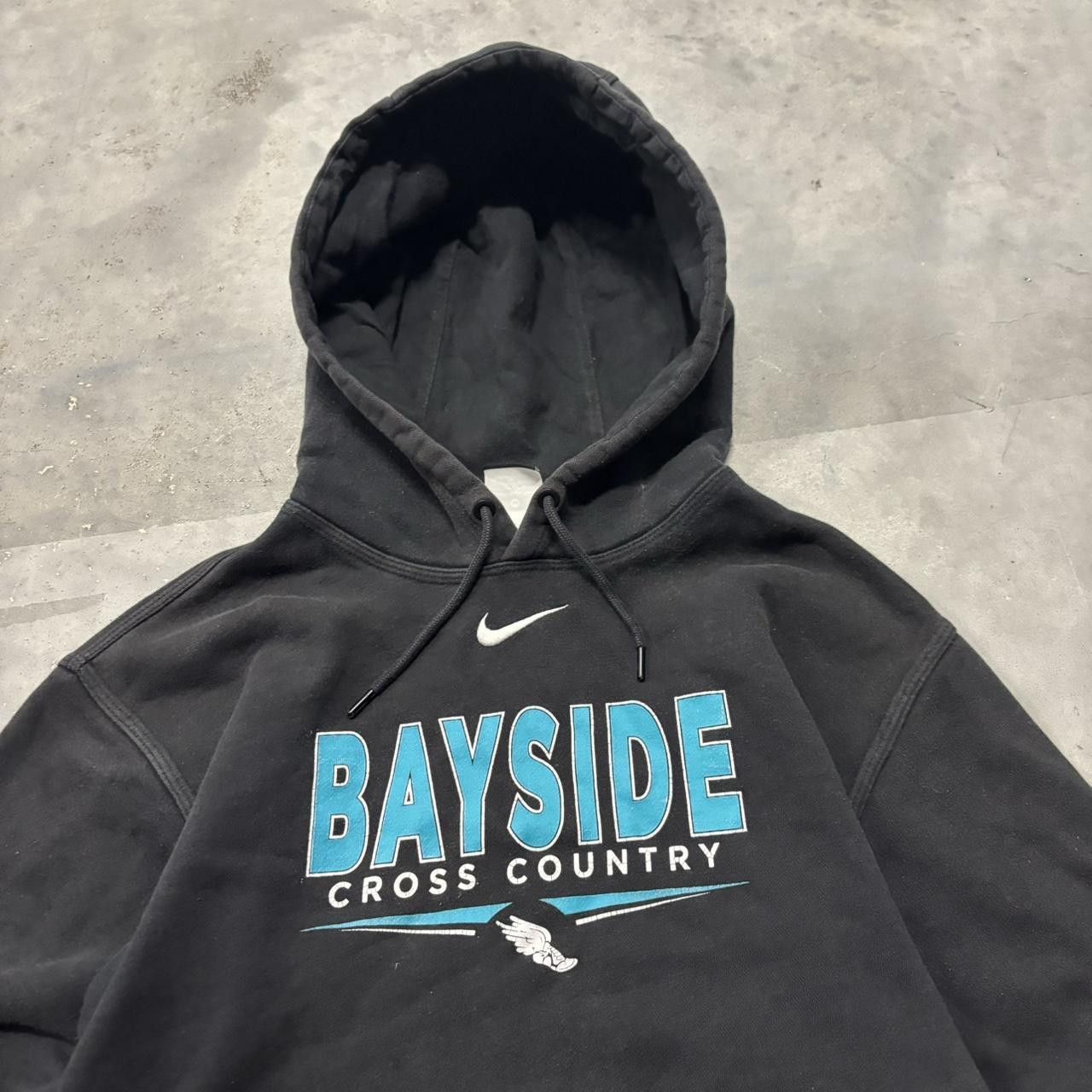 Nike × Vintage Crazy Vintage Y2K/2000s Black Nike Center Swoosh Sports Hoodie! Size US M / EU 48-50 / 2 - 2 Thumbnail