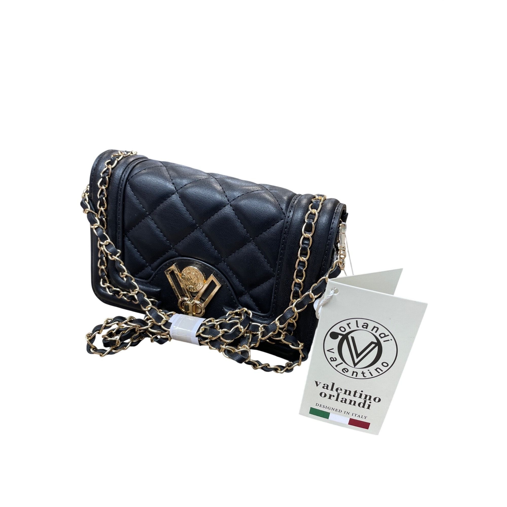Valentino Orlandi Valentino Orlandi NWT womans Black gold quilted crossbody le Size ONE SIZE - 5 Thumbnail
