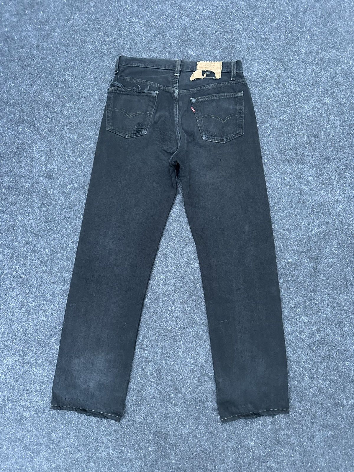 Levi's Levis 501 Made in Usa Super Black Distressed Denim 30x29 D15 Size US 30 / EU 46 - 2 Thumbnail