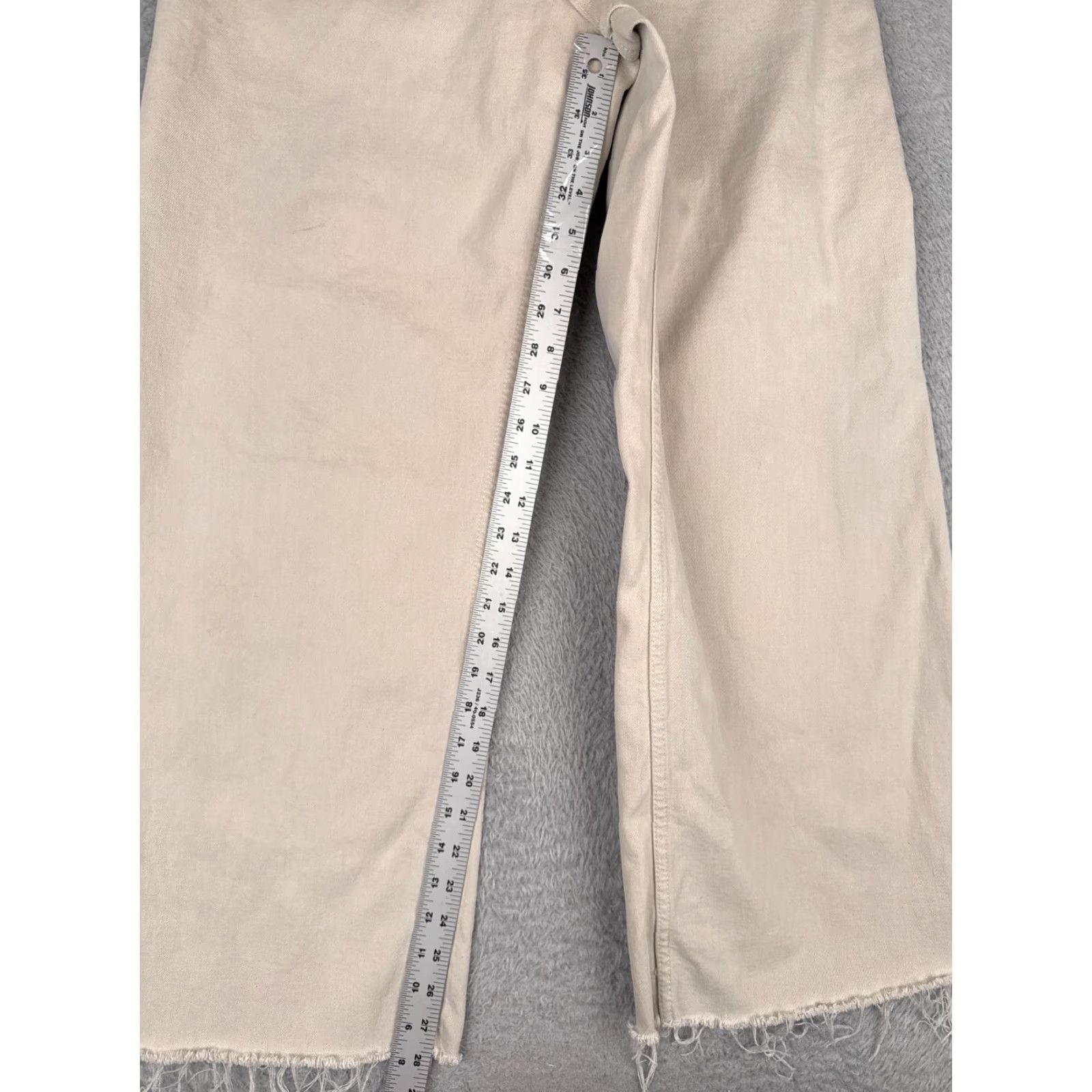 Zara Zara Jeans Womens Jeans Beige Denim Wide-Leg High Rise 32x28 Regular 5-Pocket Design Distressed Comfort Stretch Size 34" / US 12 / IT 48 - 7 Thumbnail