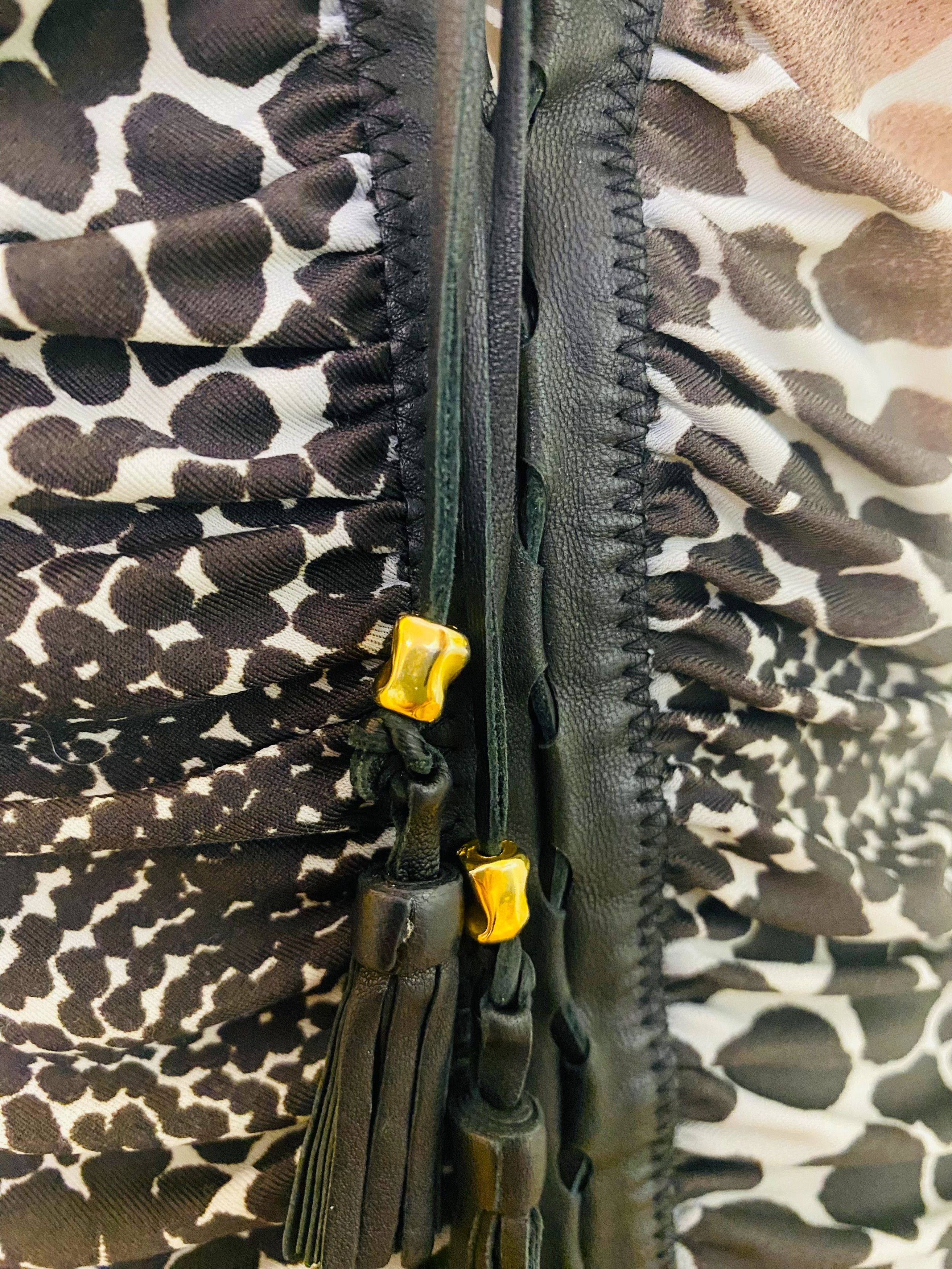 Roberto Cavalli Roberto Cavalli Lace Up 2004 S/S Giraffe Leopard Animal Top Size M / US 6-8 / IT 42-44 - 5 Thumbnail