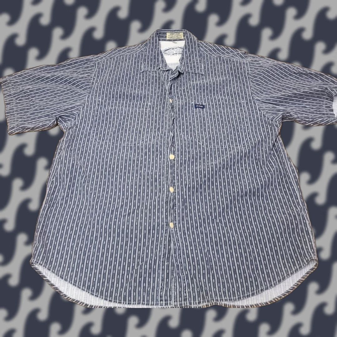 Guess VINTAGE GUESS Shirt Mens XL Gray Geometric Abstract Button-Down 90s Cotton Blend Flannel Short Sleeve/Collar-Down Button-Up Size US XL / EU 56 / 4 - 1 Thumbnail