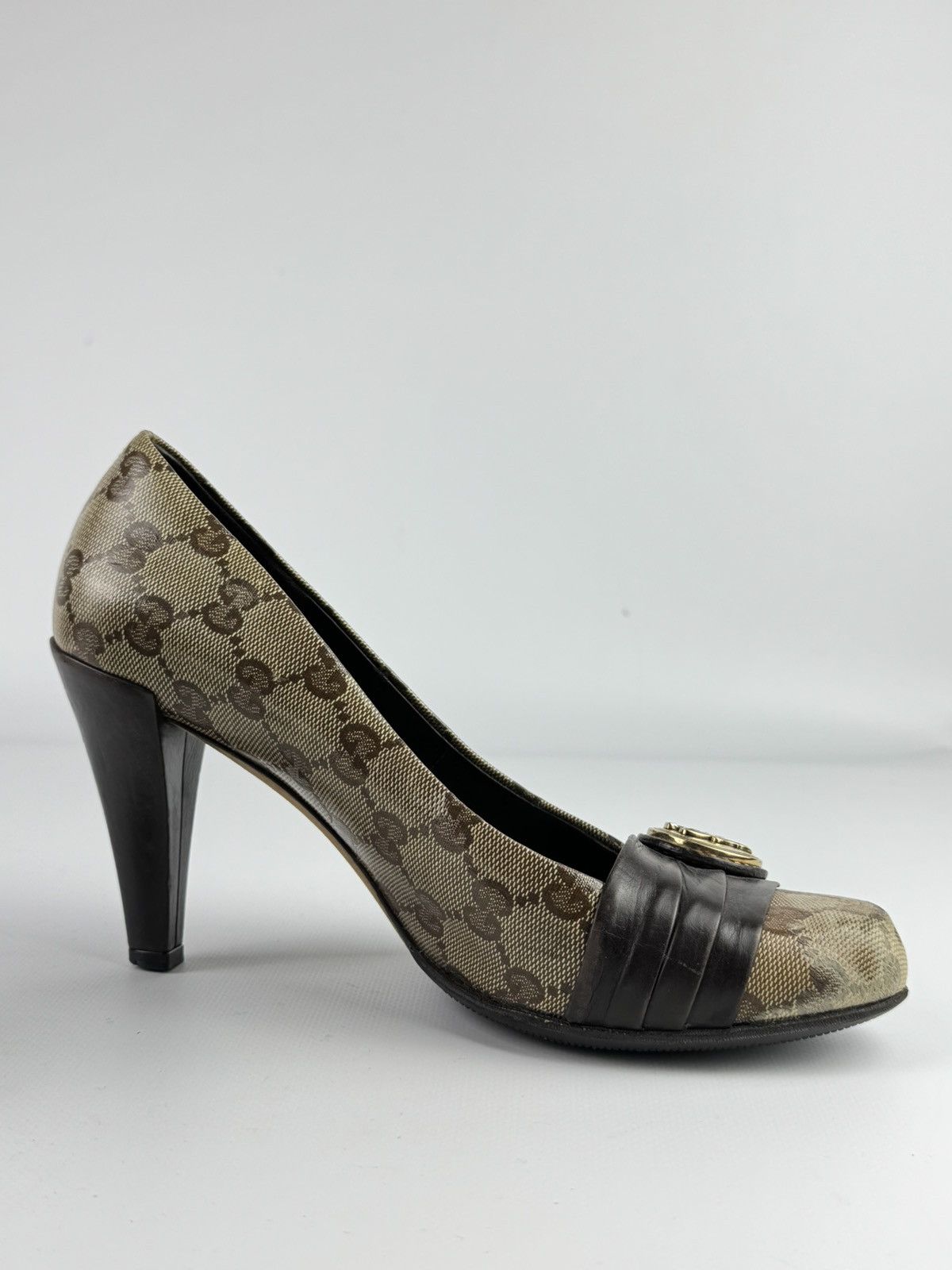 Gucci Gucci GG Monogram Brown Marmont Patent Heels Leather Shoes Size US 6 / IT 36 - 4 Thumbnail