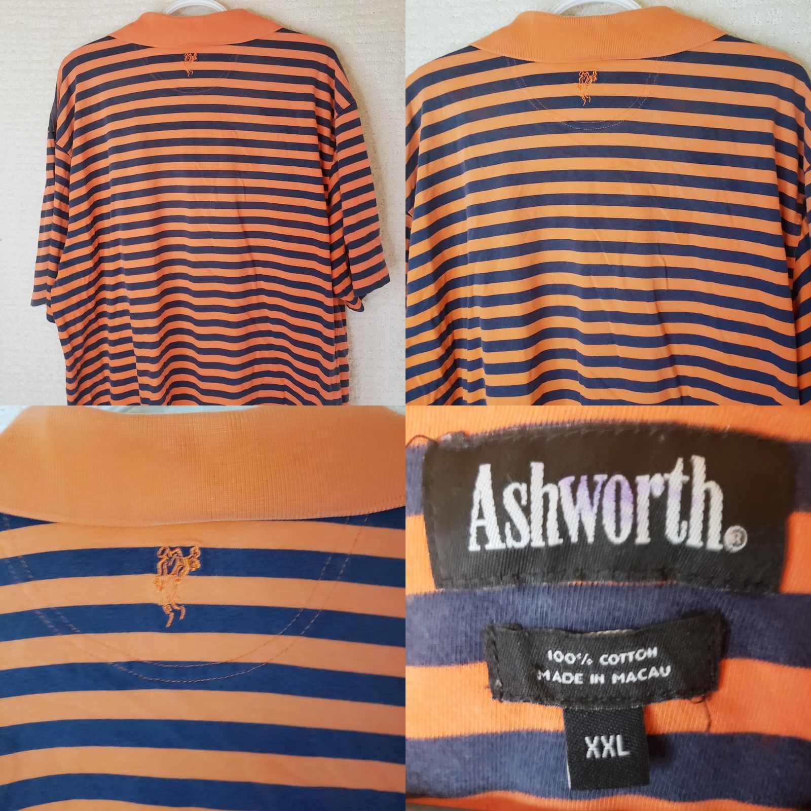 Vintage Clemson Tigers Polo Shirt Mens 2XL Orange Striped Ashworth NCAA Polo Short Sleeve Golf Breathable Moisture Wicking Quick Dry Baggy? Size US XXL / EU 58 / 5 - 8 Thumbnail