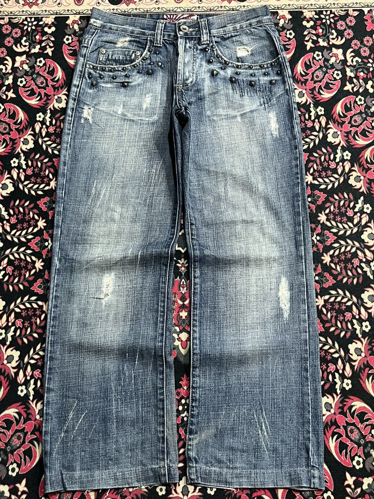 Who Decides War Warren Webber Studded Pocket Antelope Patches Blue Jeans Size US 28 / EU 44 - 1 Thumbnail