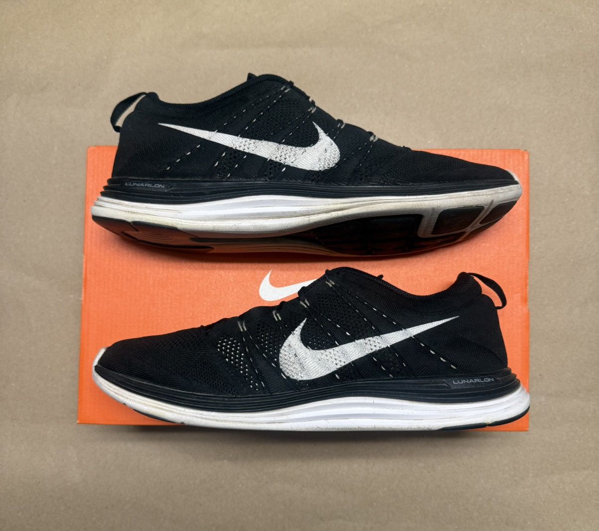 Nike Nike Flyknit Lunar 1+ Black White Mens size 14 running shoes Size US 14 / EU 47 - 1 Thumbnail
