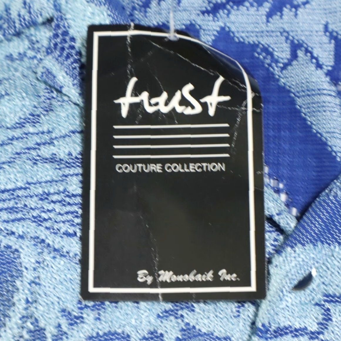 Vintage VINTAGE? Wait—original not vintage. So skip. Title: Trust Couture Tiger Stripe Lace Polyester All Over Print Button Up Shirt Blue Men's L Size US L / EU 52-54 / 3 - 6 Thumbnail