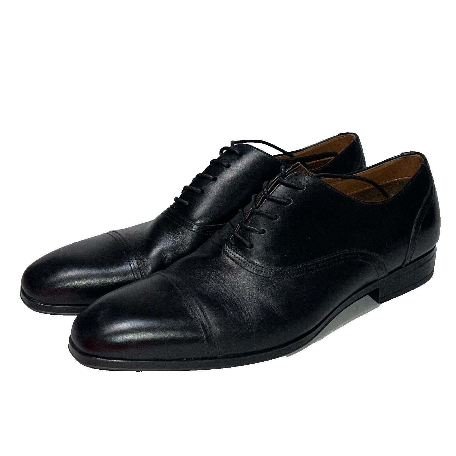 Aldo Aldo Black Leather Cap Toe Lace Dress Oxfords Men's 44 / 11 Size US 11 / EU 44 - 4 Thumbnail