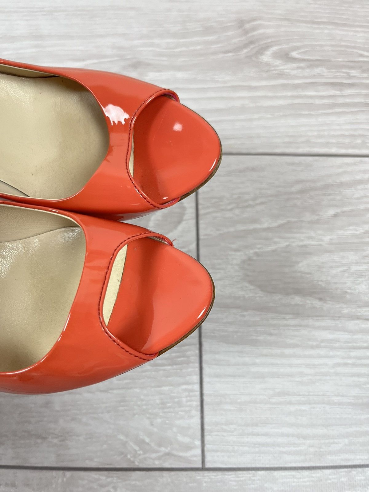 Prada Prada Leather Peep Toe Pumps Heels Coral Shoes Womens Size US 5.5 / IT 35.5 - 13 Thumbnail