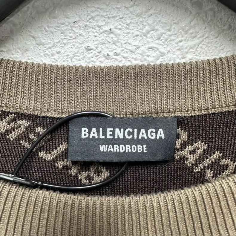 Balenciaga Balenciaga Barrage Brown Printed Logo Wool Sweater Size US XS / EU 42 / 0 - 3 Thumbnail