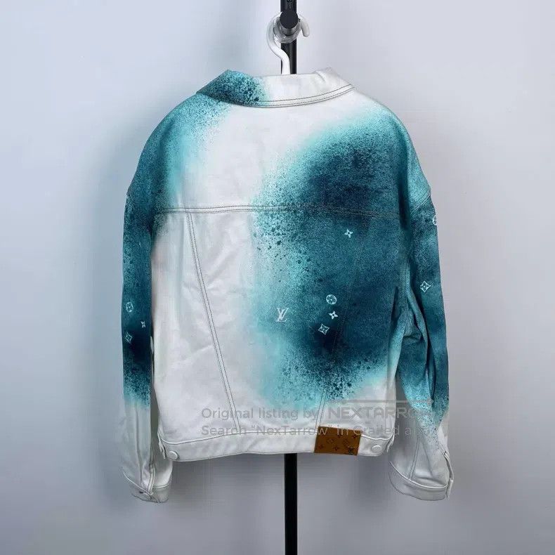 Louis Vuitton Louis Vuitton SS23 Broken Ice Blue Inkjet White Denim Jack Size US M / EU 48-50 / 2 - 2 Thumbnail