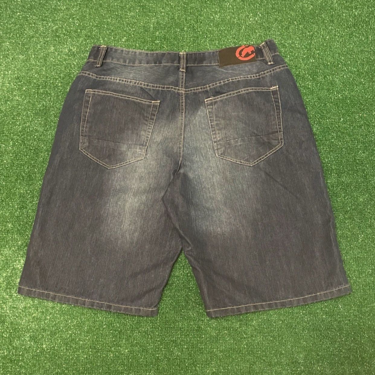 Ecko Unltd. VINTAGE Ecko Unltd Baggy Skater Grunge Jean Shorts Mens 32 Jeans Dark Blue Y2K JNCO Grunge Hip Hop 90s Size US 32 / EU 48 - 4 Thumbnail