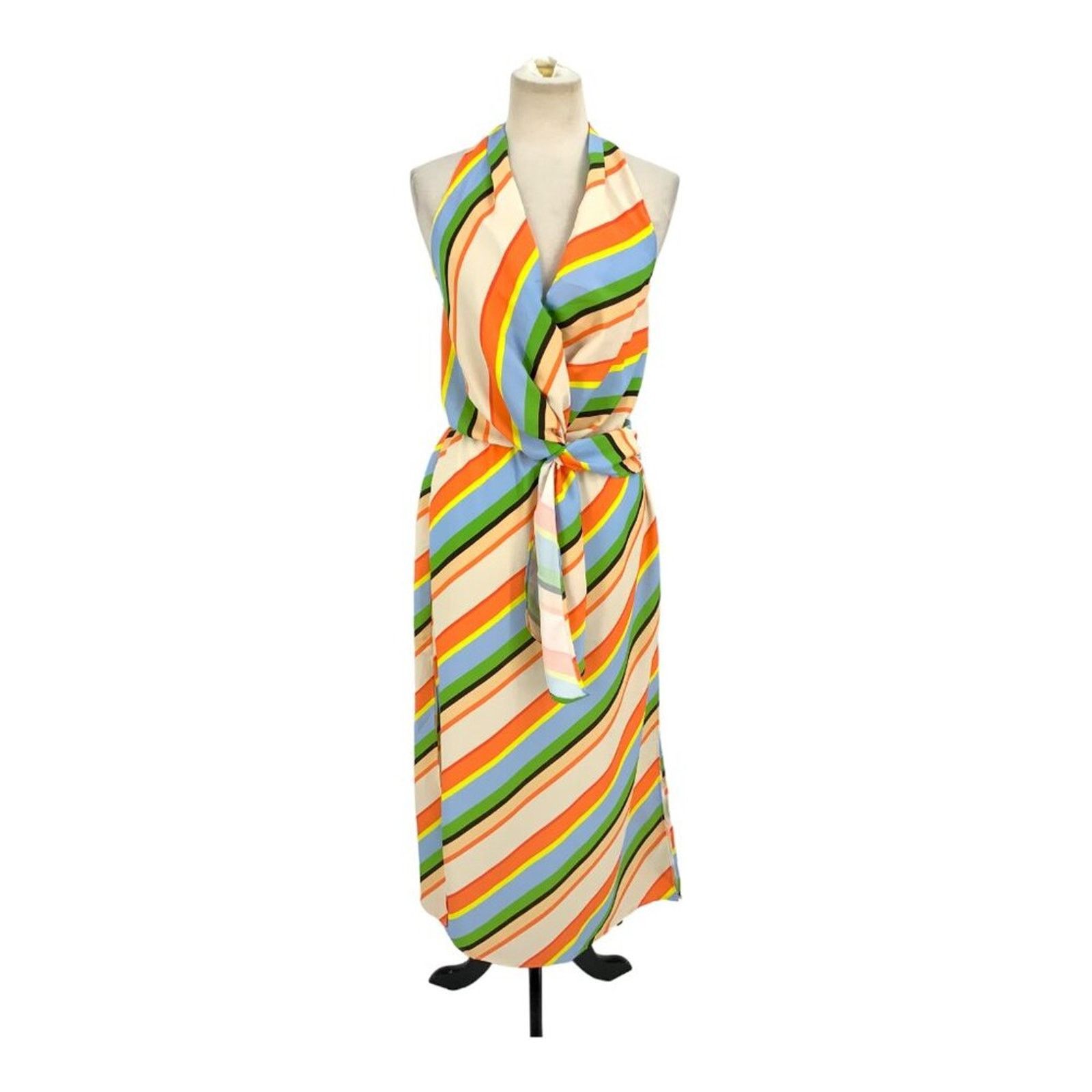 River Island Mia Stripe Halter Dress Size 8 NWOT $80 MSRP