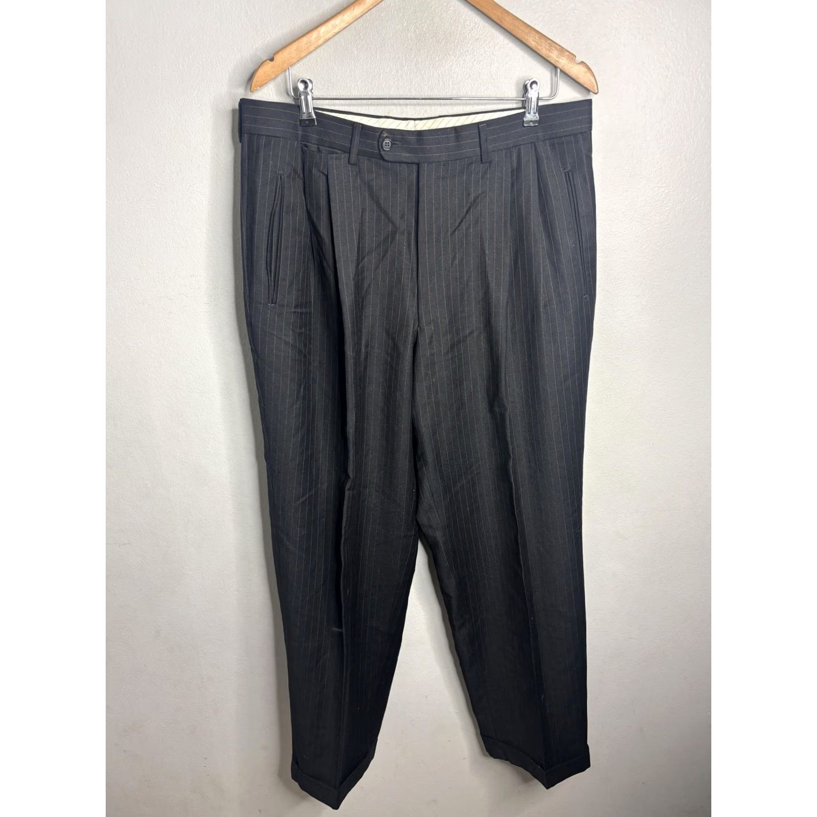 Ermenegildo Zegna Ermenegildo Zegna Suit Mens Charcoal Pinstripe Wool Trofeo Made Italy 2 Piece Size 42R - 6 Thumbnail