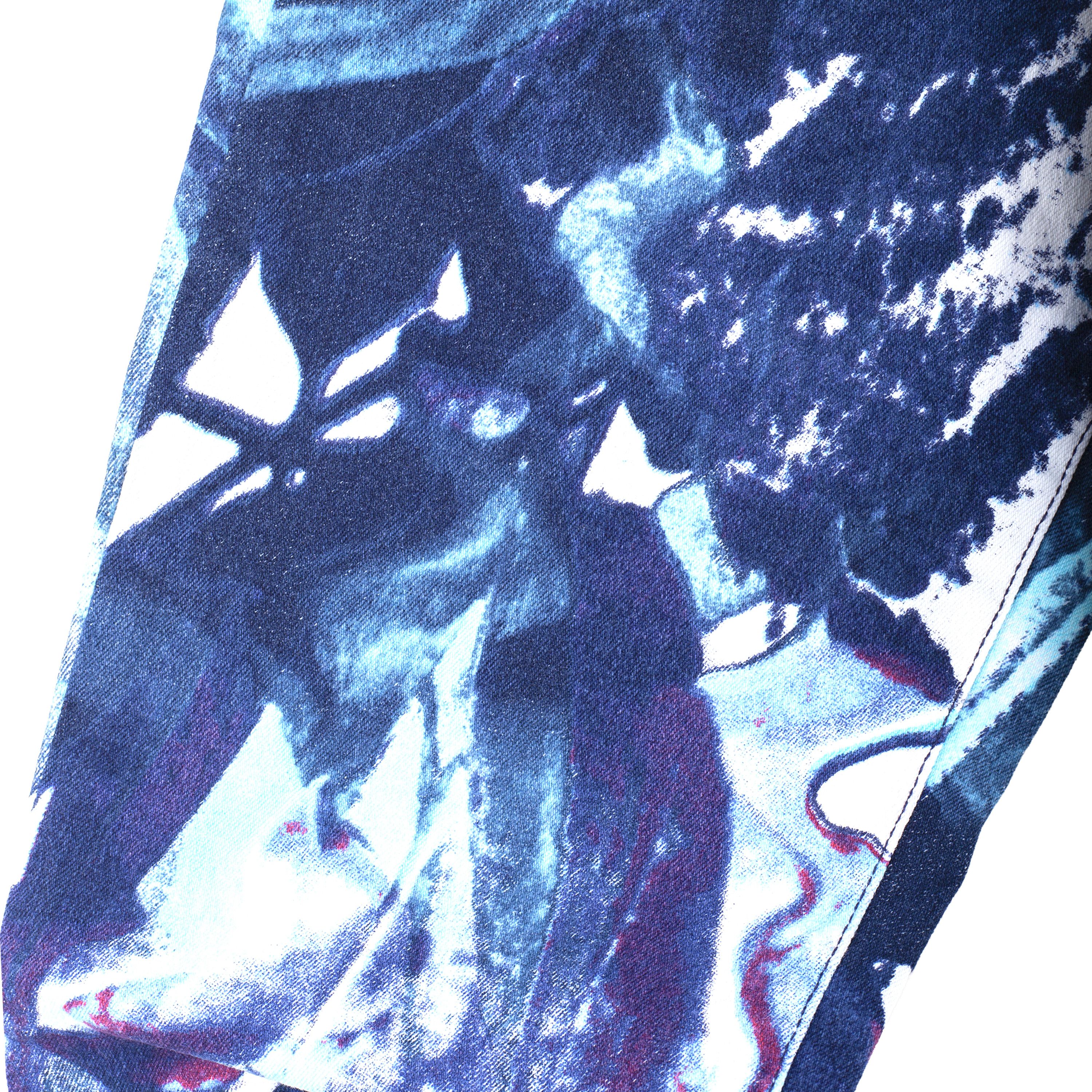 Just Cavalli Just Cavalli White Flowers Vintage Blue Pants Size 27" / US 4 / IT 40 - 5 Thumbnail