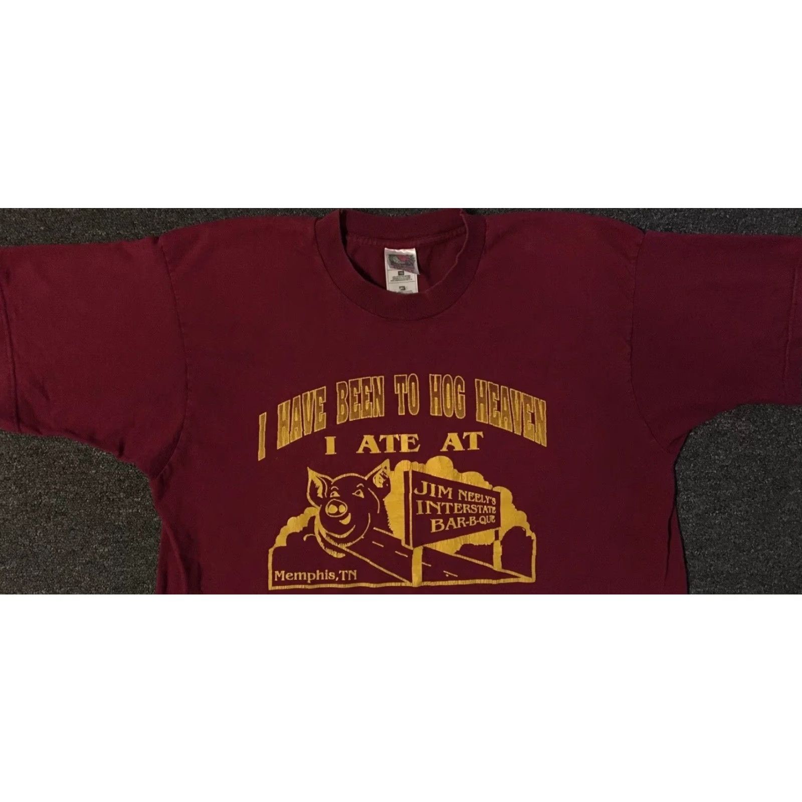 Vintage VINTAGE 90s Hog Heaven Jim Neelys BBQ Shirt XL Red Men T-Shirt Bar Grunge Memphis Funny Biker Humor USA Rockabilly Tailored Size US XL / EU 56 / 4 - 4 Thumbnail