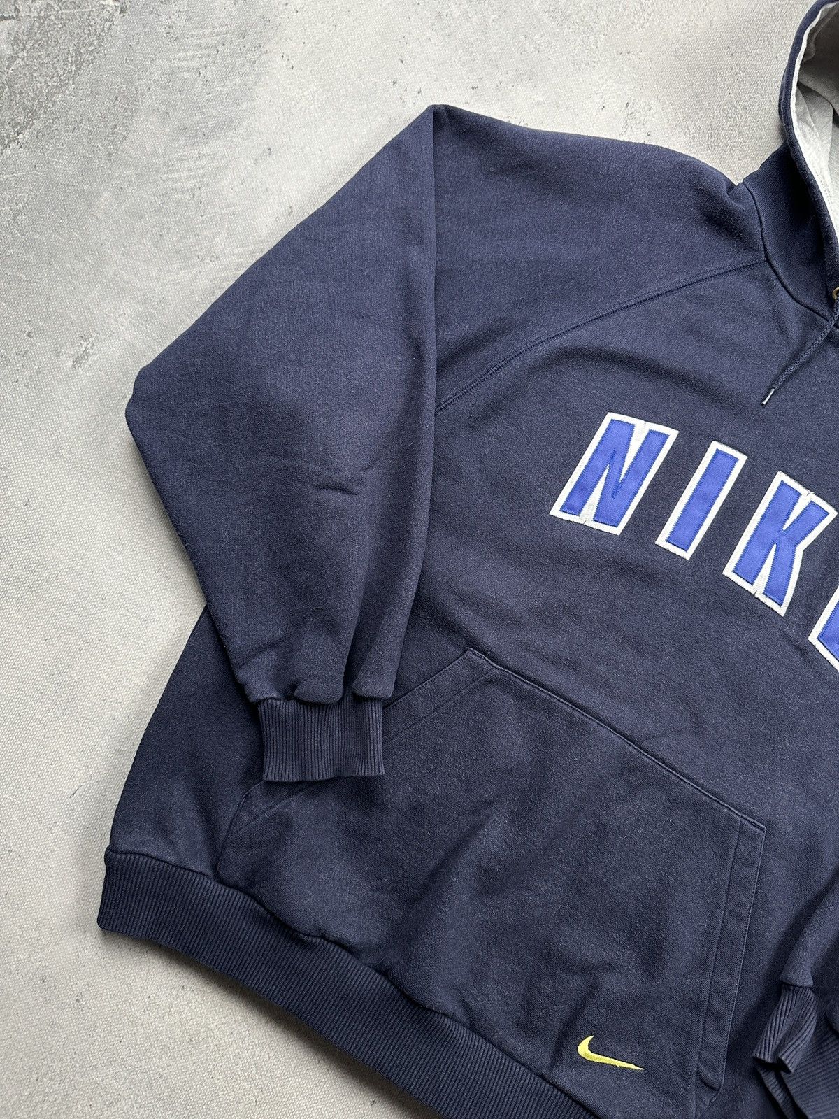 Nike Nike VTG Navy Hoodie Big Spellout Logo Pullover Sweatshirt Size US L / EU 52-54 / 3 - 4 Thumbnail