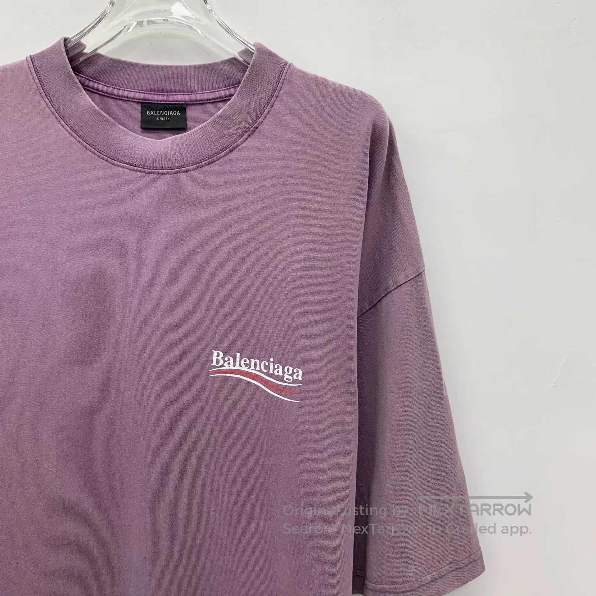 Balenciaga Balenciaga Purple Logo Letter Print Cotton Round Neck Shor Size US XL / EU 56 / 4 - 3 Thumbnail