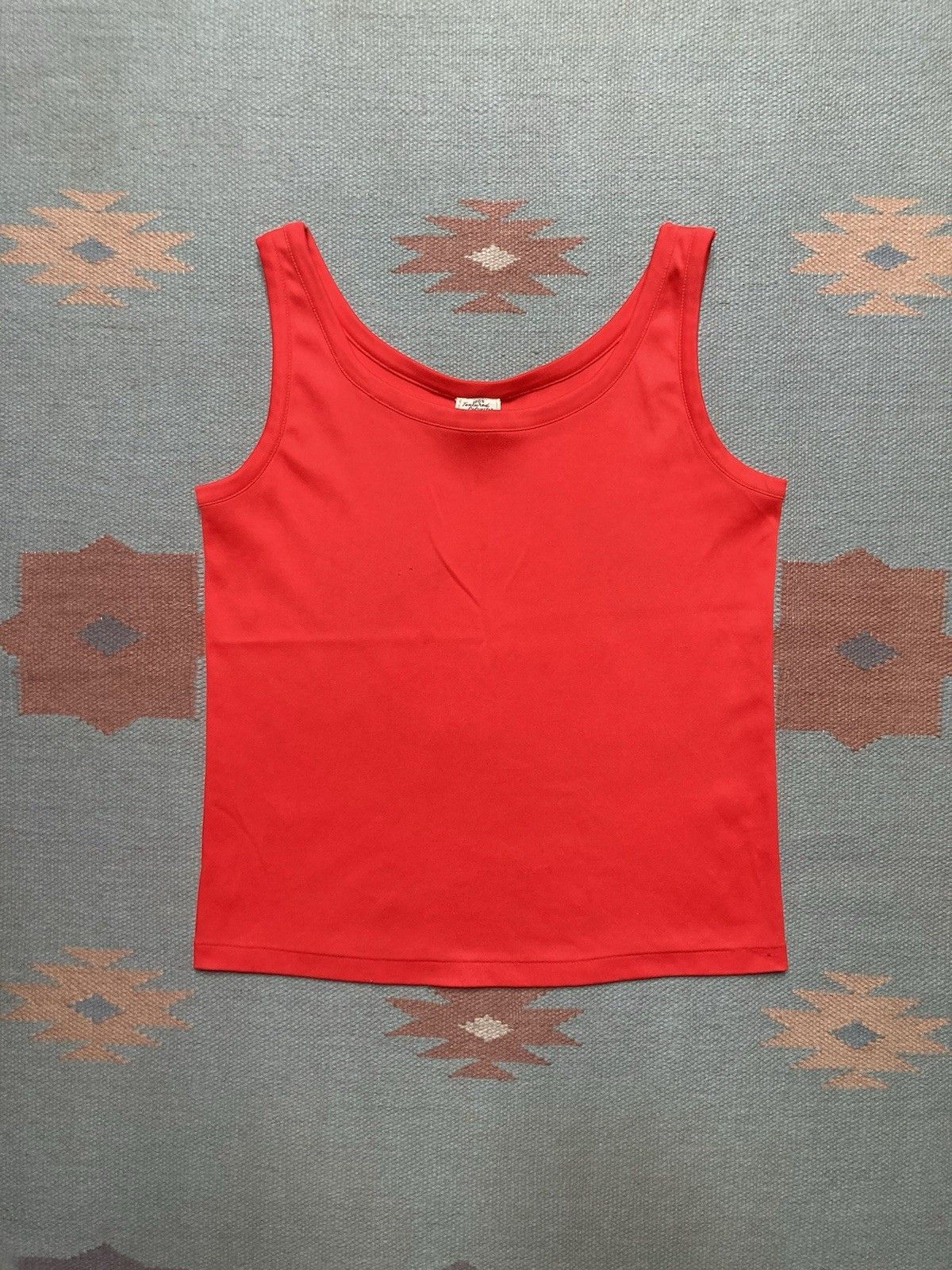 Vintage 70s tank top T shirt textured polyester blank red boxy large Size US L / EU 52-54 / 3 - 1 Thumbnail