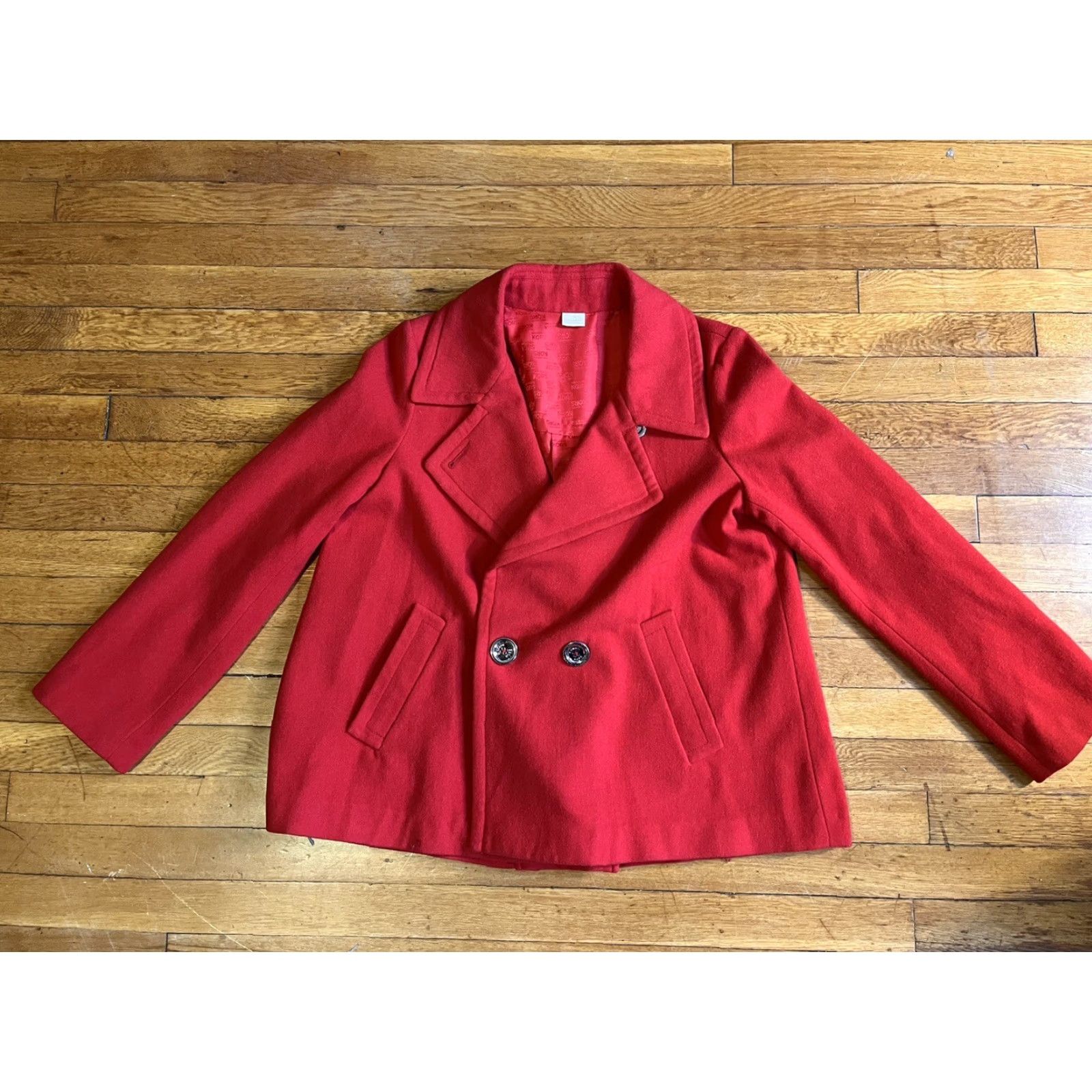 Michael Kors Michael Kors Coat Women's Large Red Wool Pea Coat Long Sleeve Regular L Red Solid Vintage No Size L / US 10 / IT 46 - 7 Thumbnail