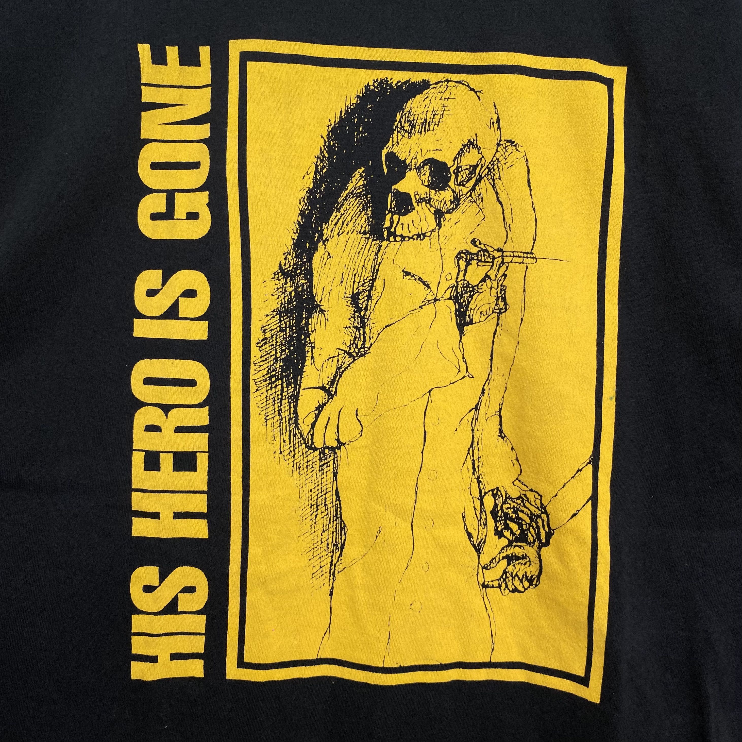Band Tees HIS HERO IS GONE Rare Vintage Early 2000s Crust Punk Shirt Size US L / EU 52-54 / 3 - 2 Thumbnail