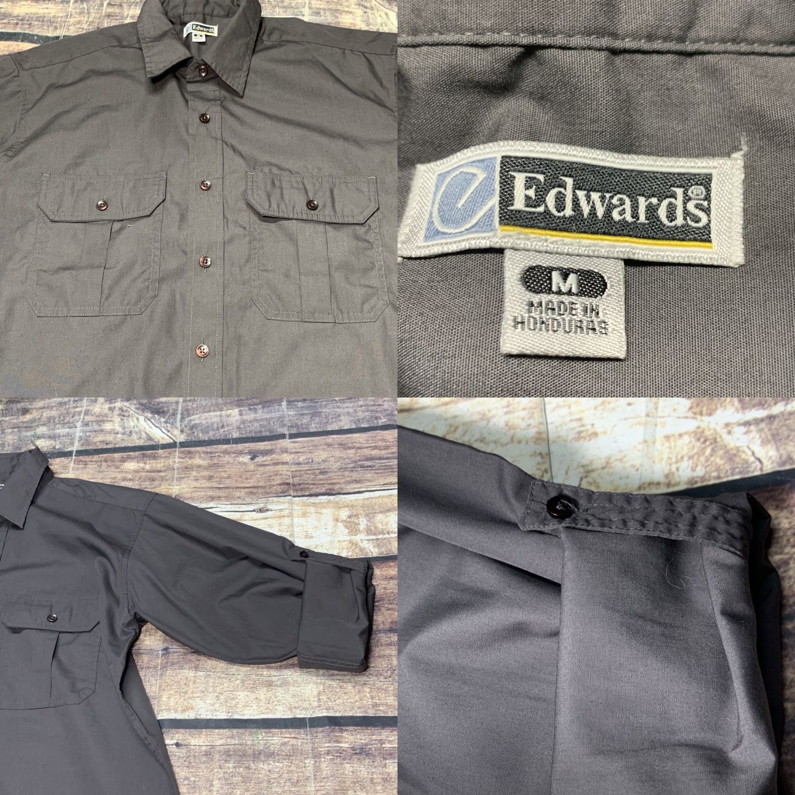 Vintage Edwards Mens Shirt Long Sleeve Gray Button-Down Size M Regular Fit Casual Business Shirt Size US M / EU 48-50 / 2 - 8 Thumbnail