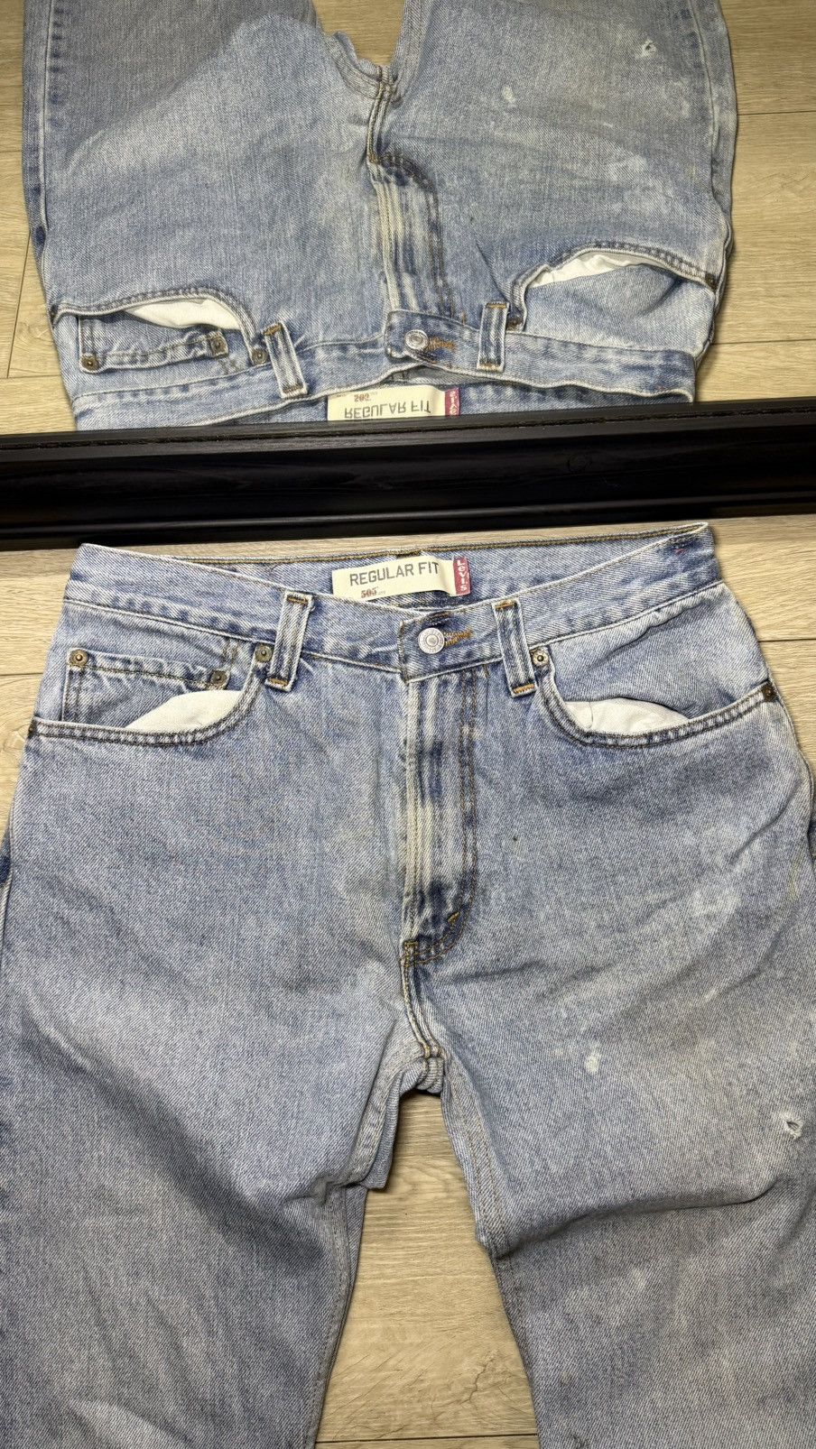 Levi's Thrashed 2000s Levi’s 505 Light Wash Straight Legged Jeans Size US 34 / EU 50 - 4 Thumbnail