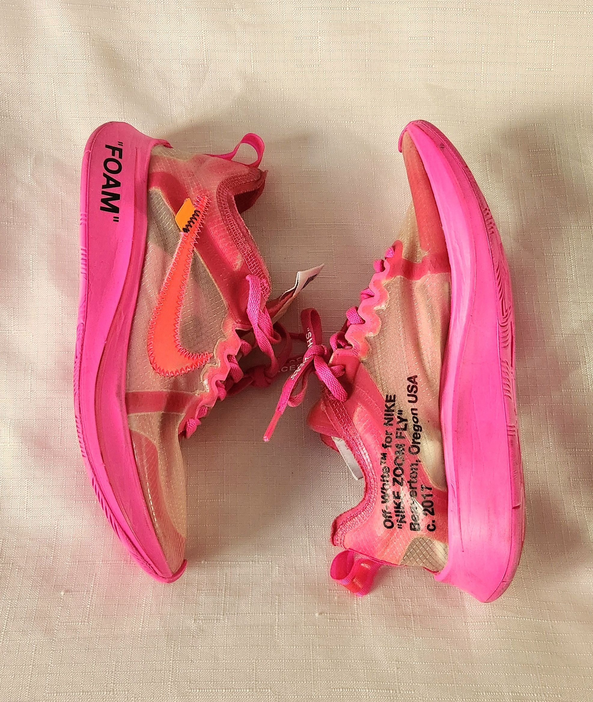 Nike × Off-White Nike Zoom Fly SP x OFF-WHITE ‘Pink’ AJ4588-600 Men’s Size 5 Size US 5 / EU 37 - 6 Thumbnail