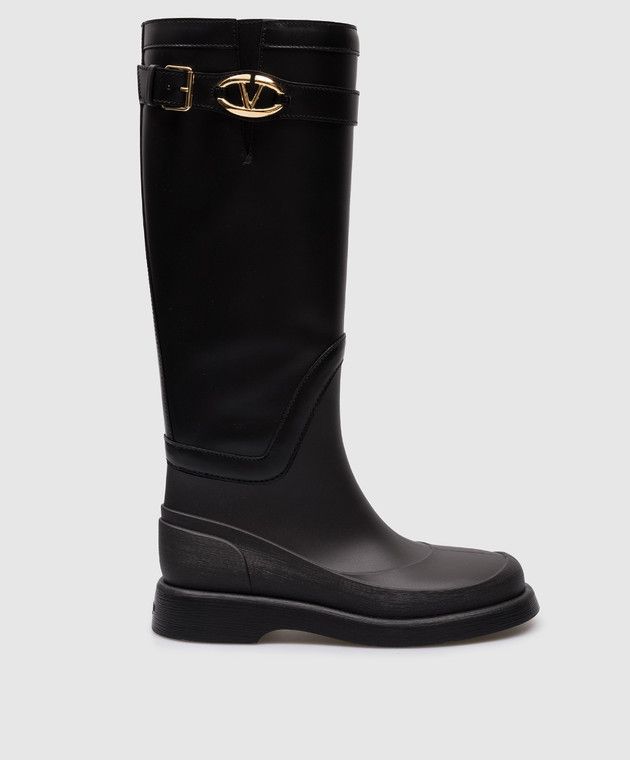 Valentino o1s22i1n0924 Vlogo Rain Boots in Black Size US 10 / IT 40 - 1 Thumbnail