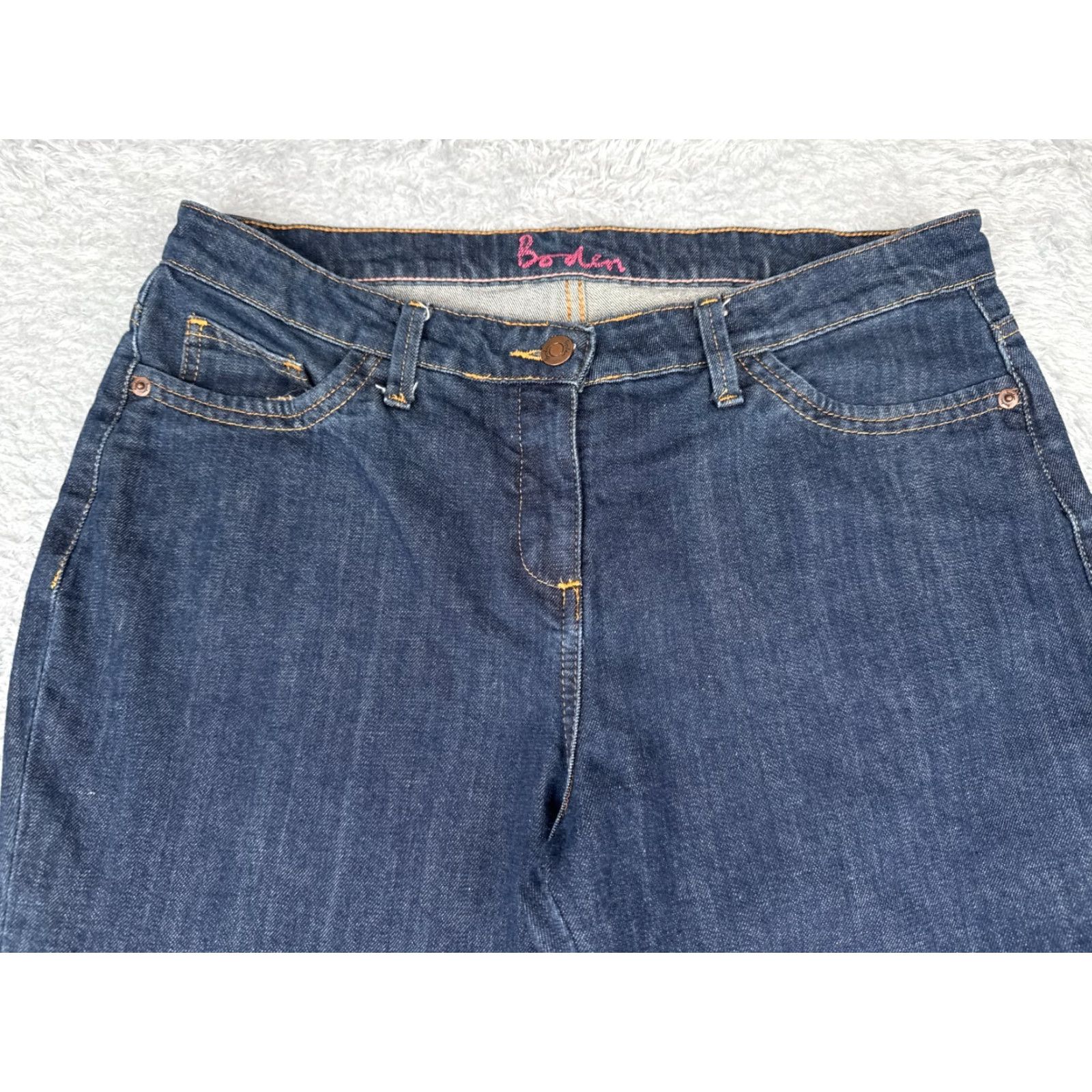 Boden Boden Jeans Women 10 Blue Denim Bootcut Dark Wash Mid Rise Cotton Blend 32x31 Jeans Womens Boots Cut 90s Southwestern USA Mens Women Girls Size 32" / US 10 / IT 46 - 4 Thumbnail
