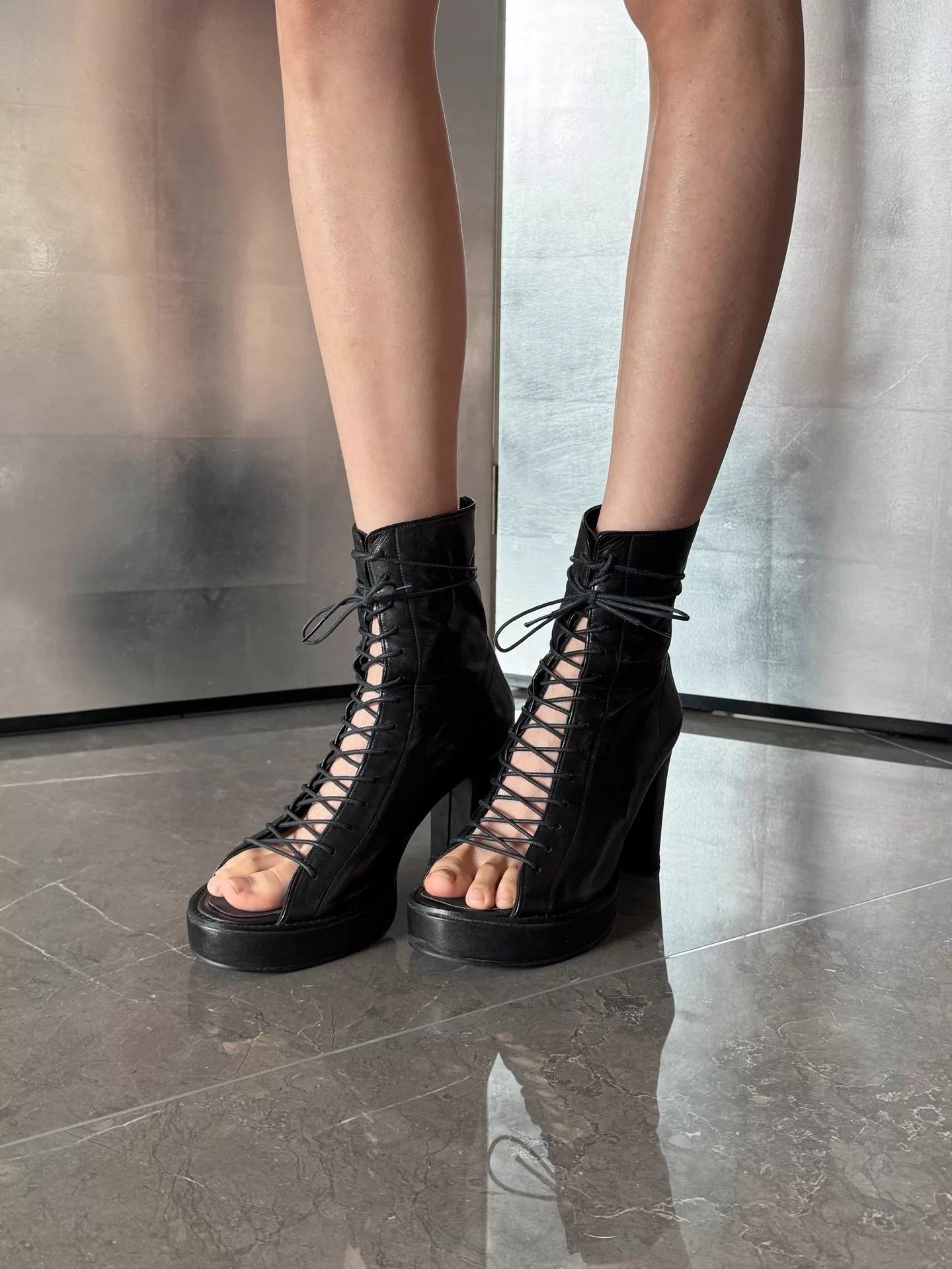 Vintage Japanese Vintage Cutout Strappy Heels 8.5cm 36/37 Size US 5.5 / IT 35.5 - 2 Thumbnail