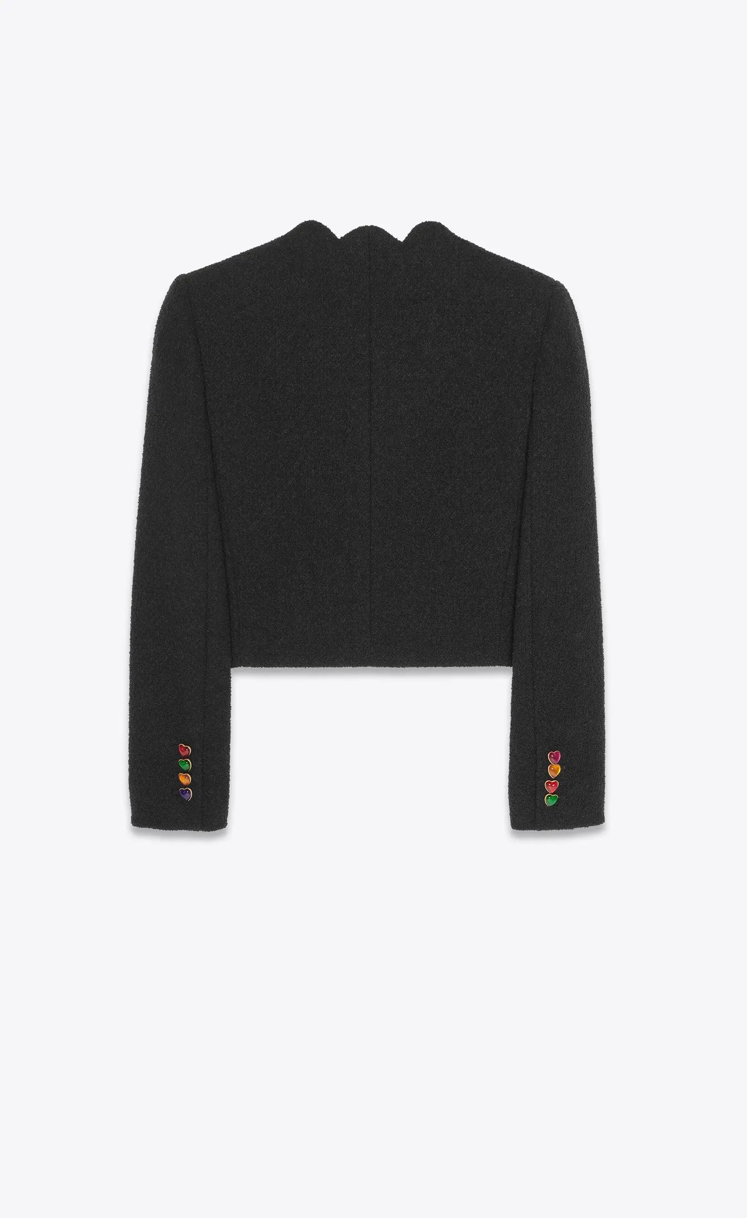 Saint Laurent Paris o1s1wg110225 686538 Cropped Jacket in Bouclé Tweed in Black Size XS / US 0-2 / IT 36-38 - 2 Thumbnail